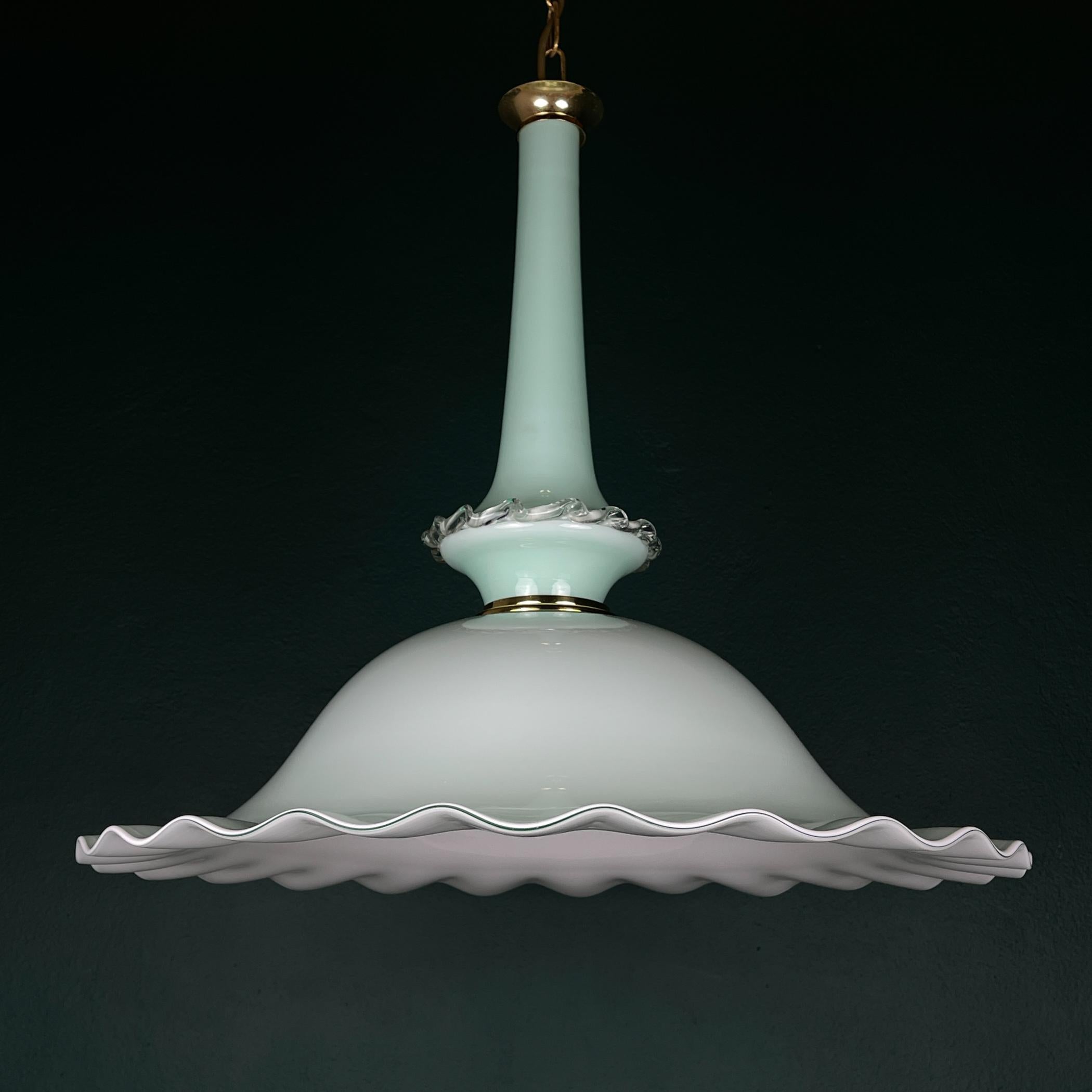 Vintage Murano glass pendant lamp by Venini, Italy 1970s For Sale 6