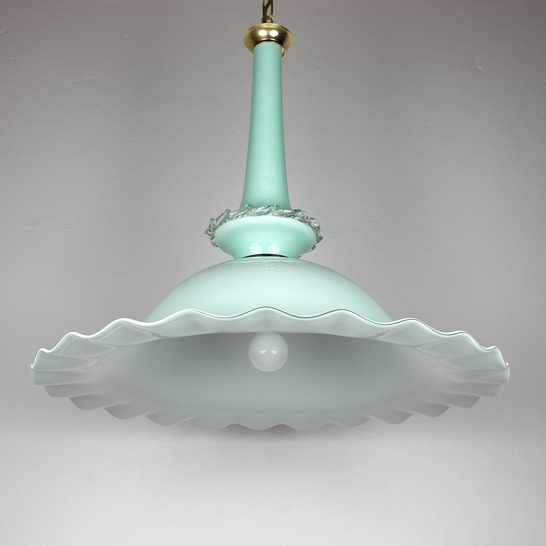 Vintage Murano glass pendant lamp by Venini, Italy 1970s For Sale 9