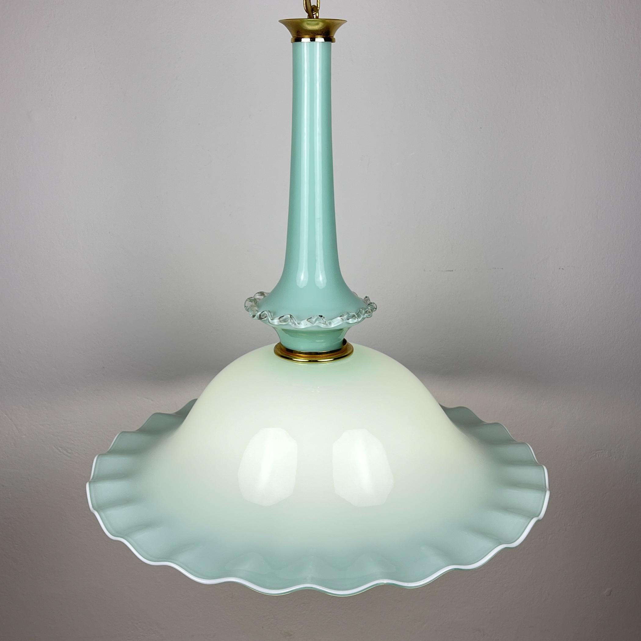 Vintage Murano glass pendant lamp by Venini, Italy 1970s For Sale 10