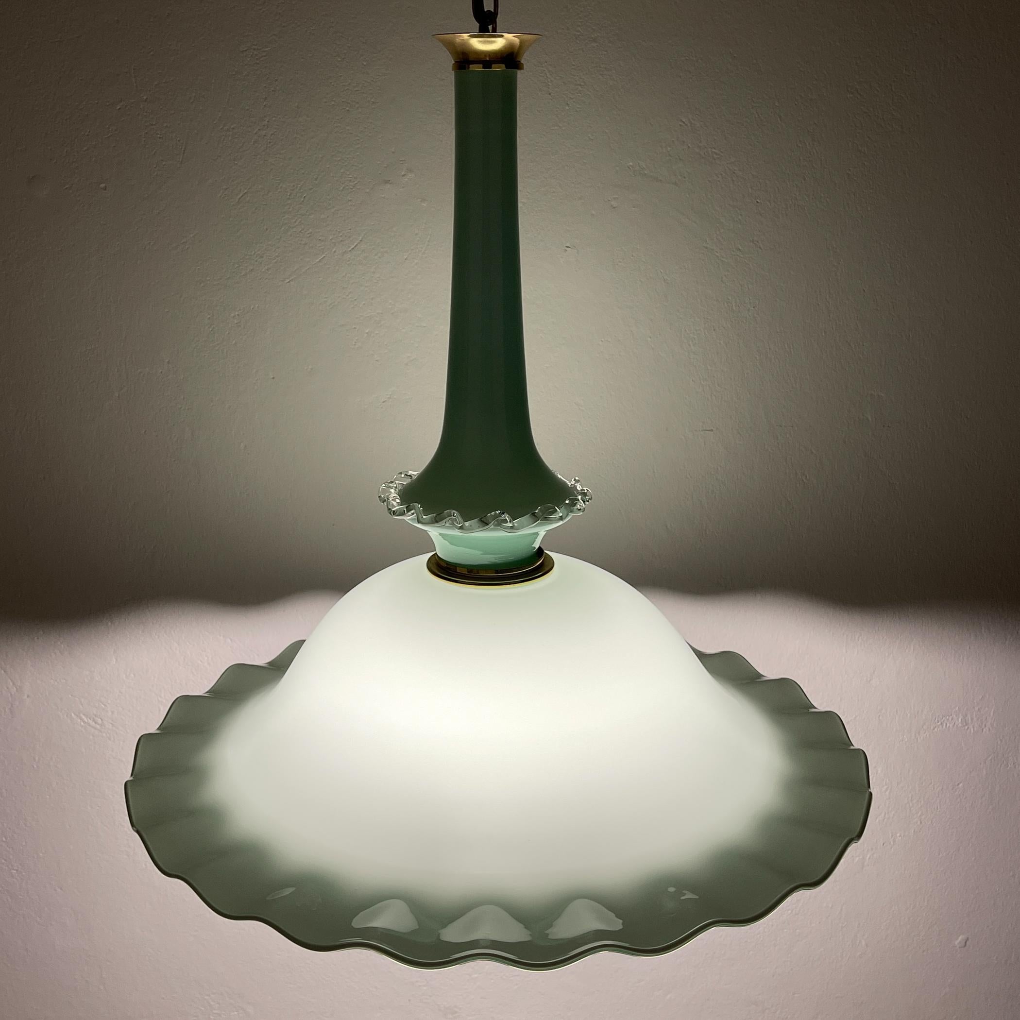 Vintage Murano glass pendant lamp by Venini, Italy 1970s For Sale 11