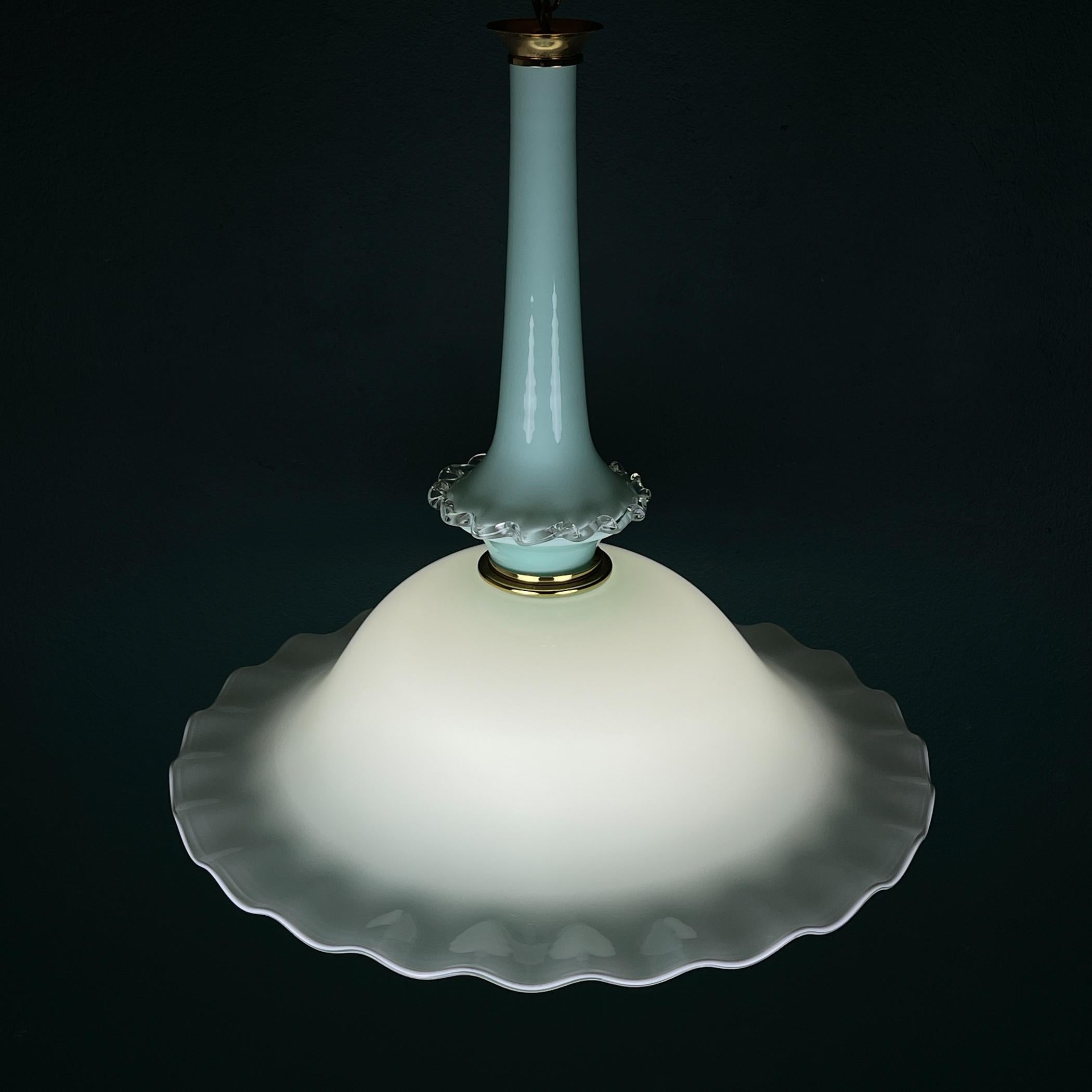 Mid-Century Modern Vintage Murano glass pendant lamp by Venini, Italy 1970s For Sale