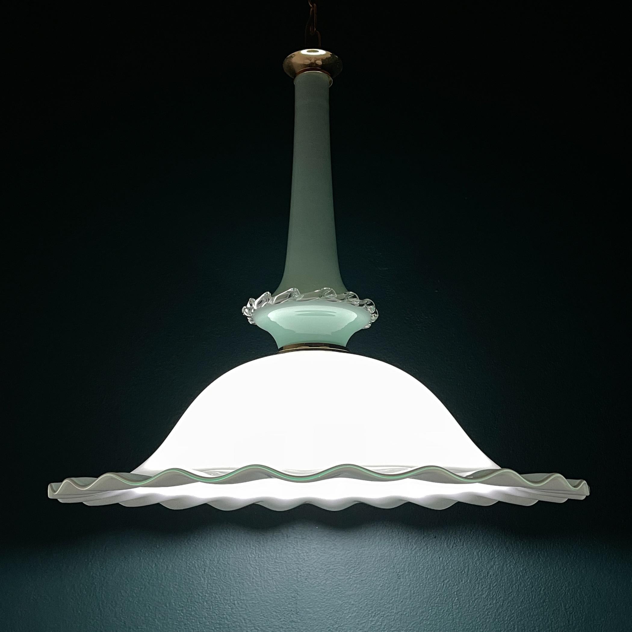 Italian Vintage Murano glass pendant lamp by Venini, Italy 1970s For Sale