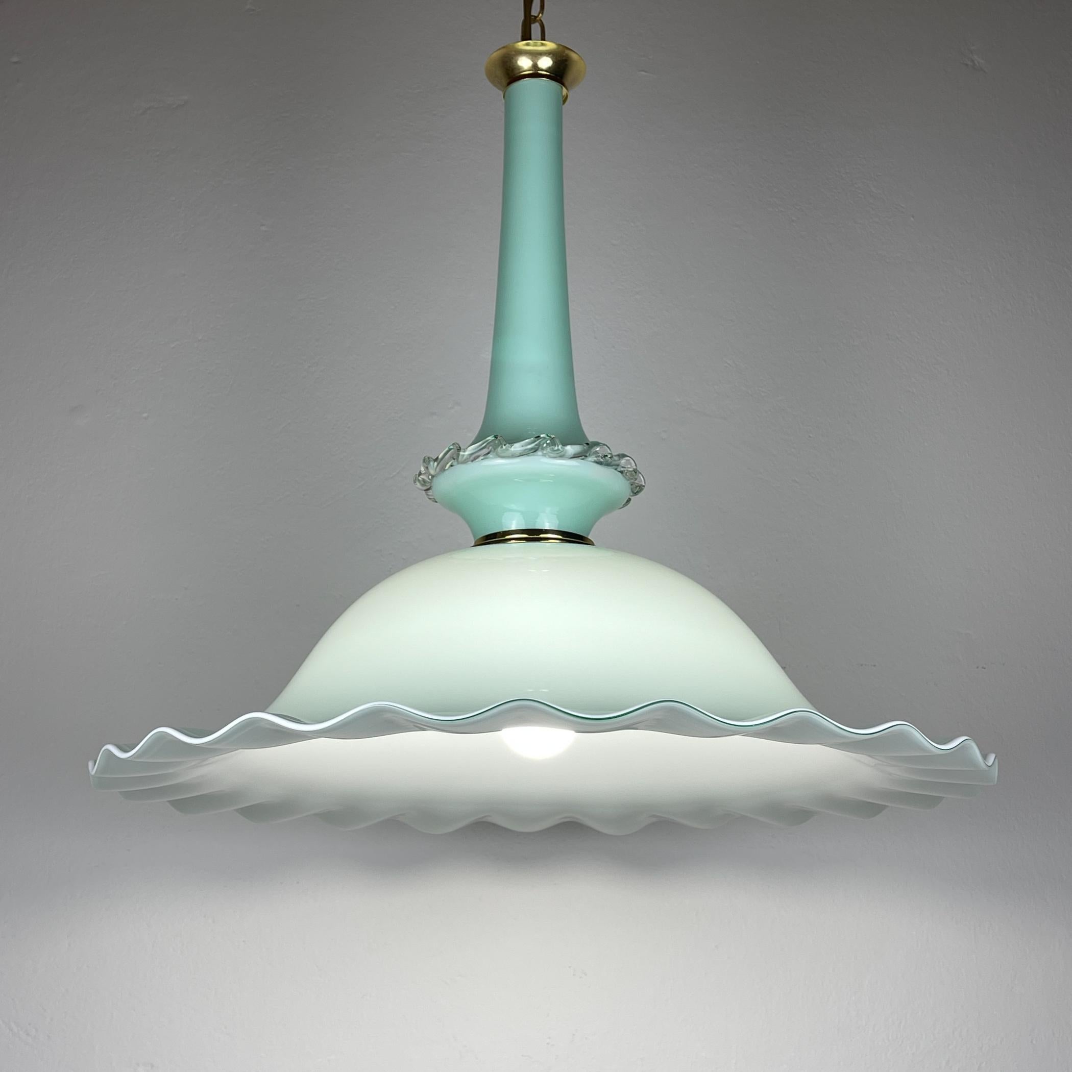 Vintage Murano glass pendant lamp by Venini, Italy 1970s In Good Condition For Sale In Miklavž Pri Taboru, SI
