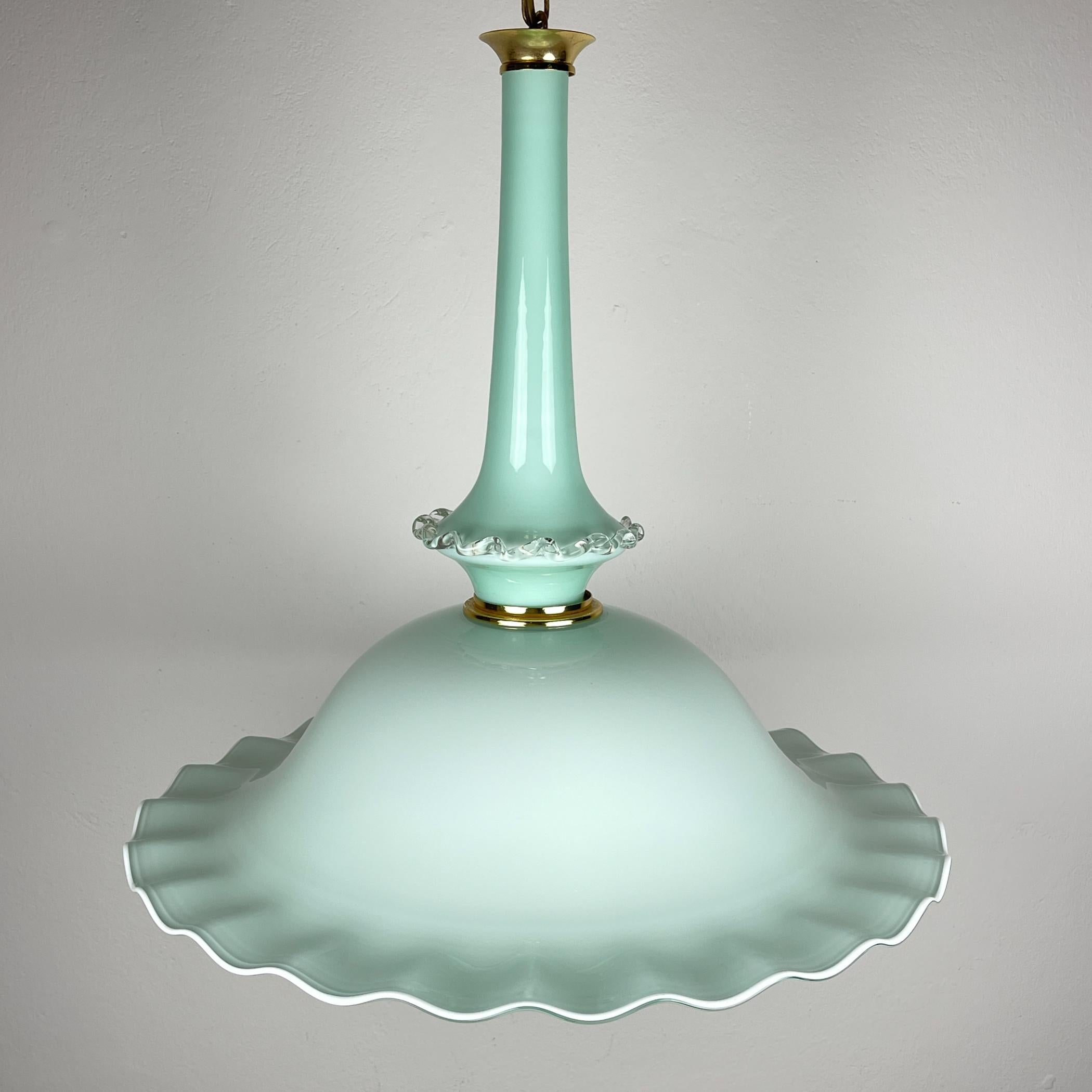 Murano Glass Vintage Murano glass pendant lamp by Venini, Italy 1970s For Sale