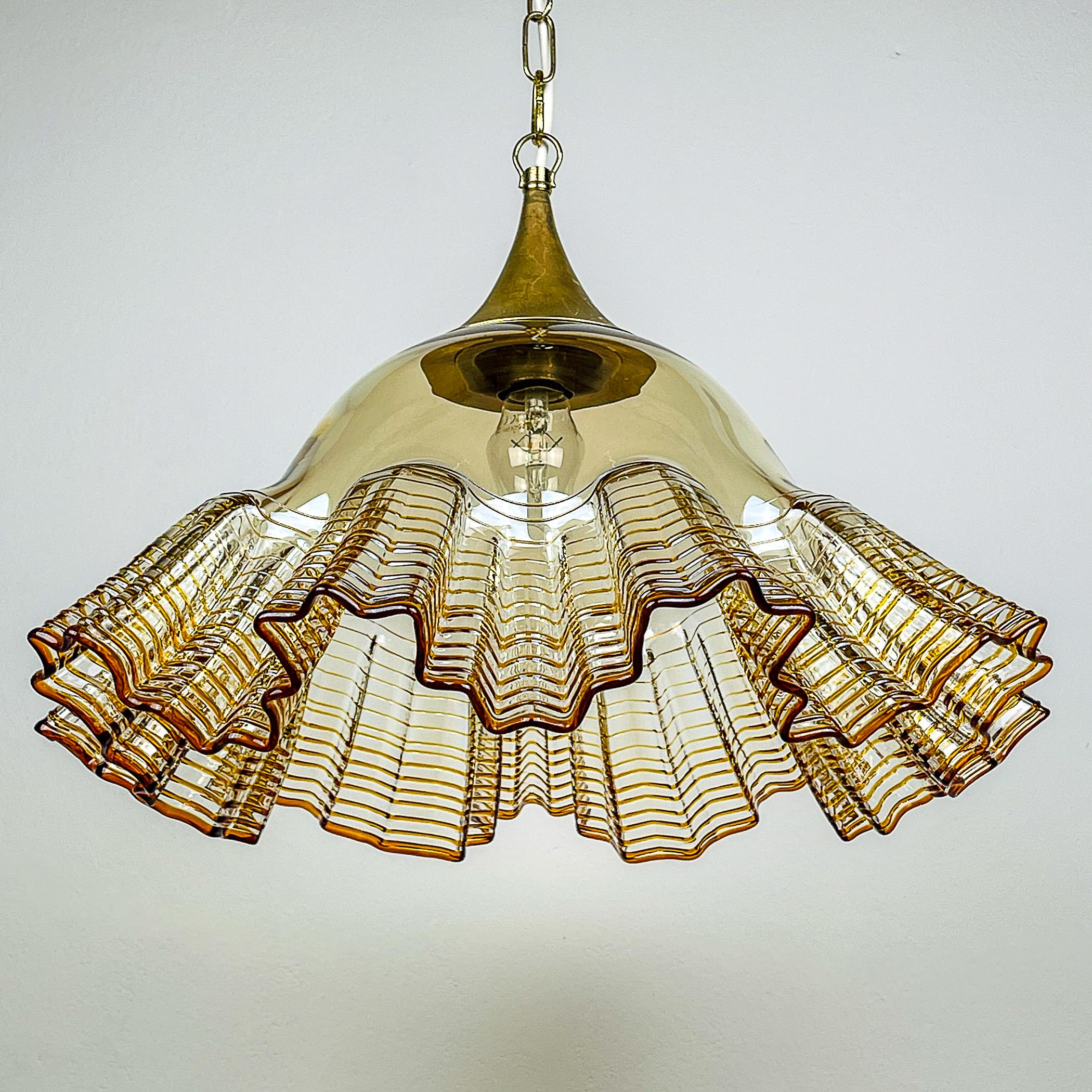 Mid-Century Modern Vintage murano glass pendant lamp De Majo Italy 1970s  For Sale