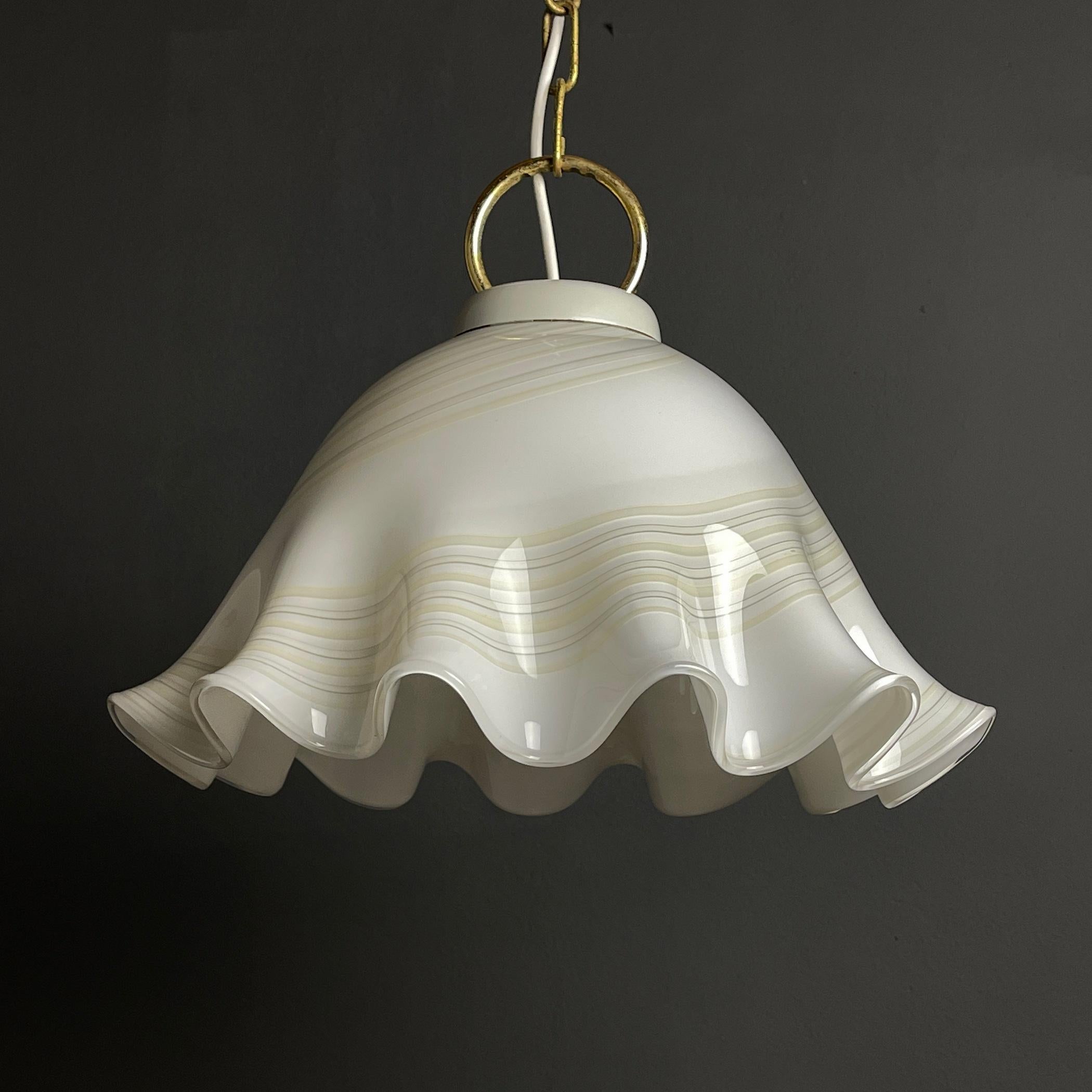 Vintage Murano Glass Pendant Lamp Fazzoletto, Italy, 1970s For Sale 2
