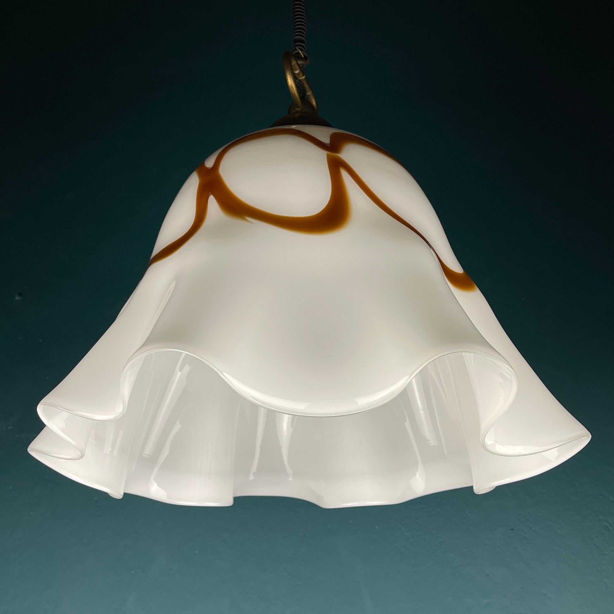 Vintage Murano Glass Pendant Lamp Fazzoletto Vetri Murano, Italy, 1970s For Sale 6