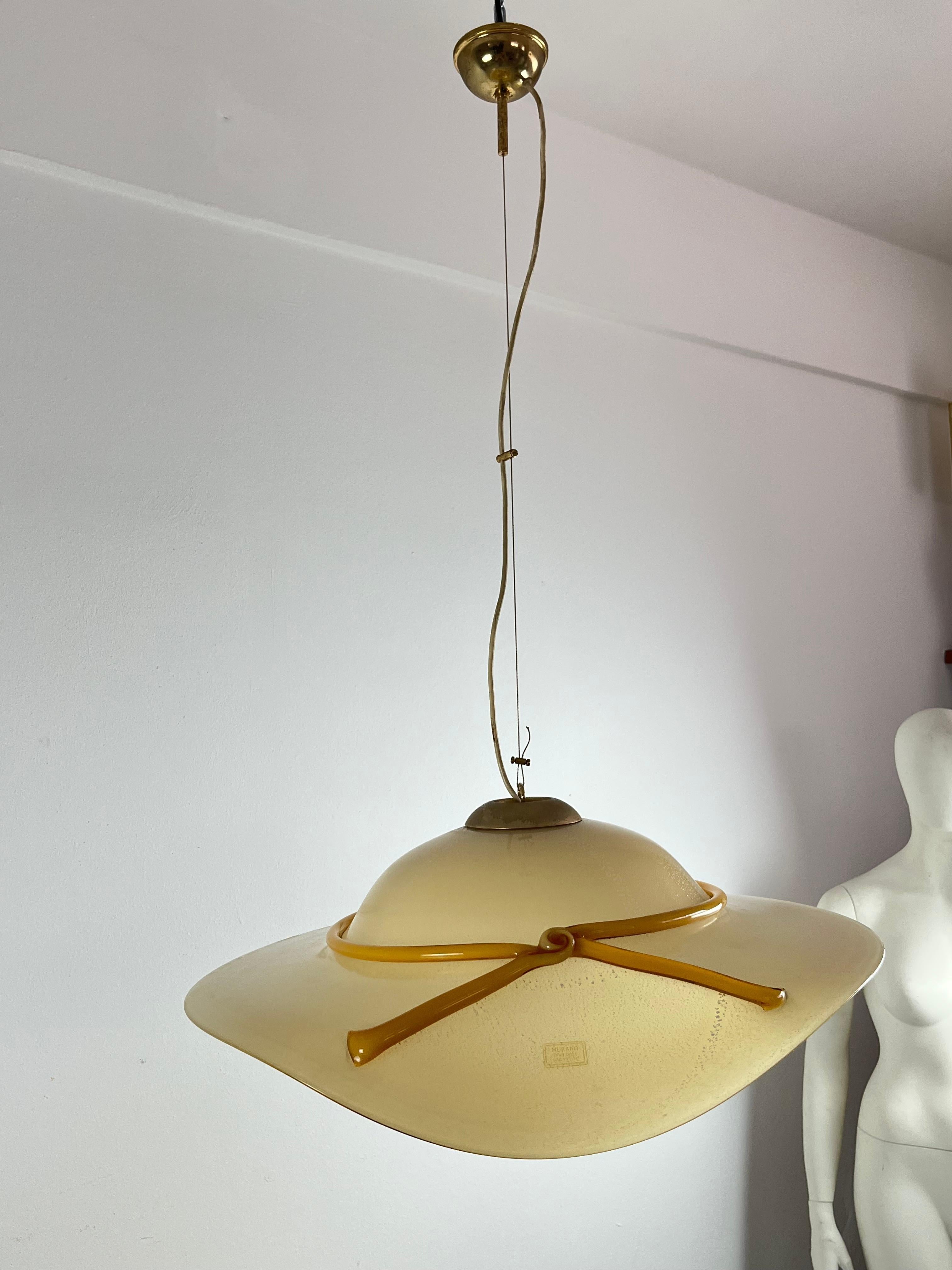 Italian Vintage Murano Glass Pendant Lamp 1970s In Good Condition For Sale In Palermo, IT