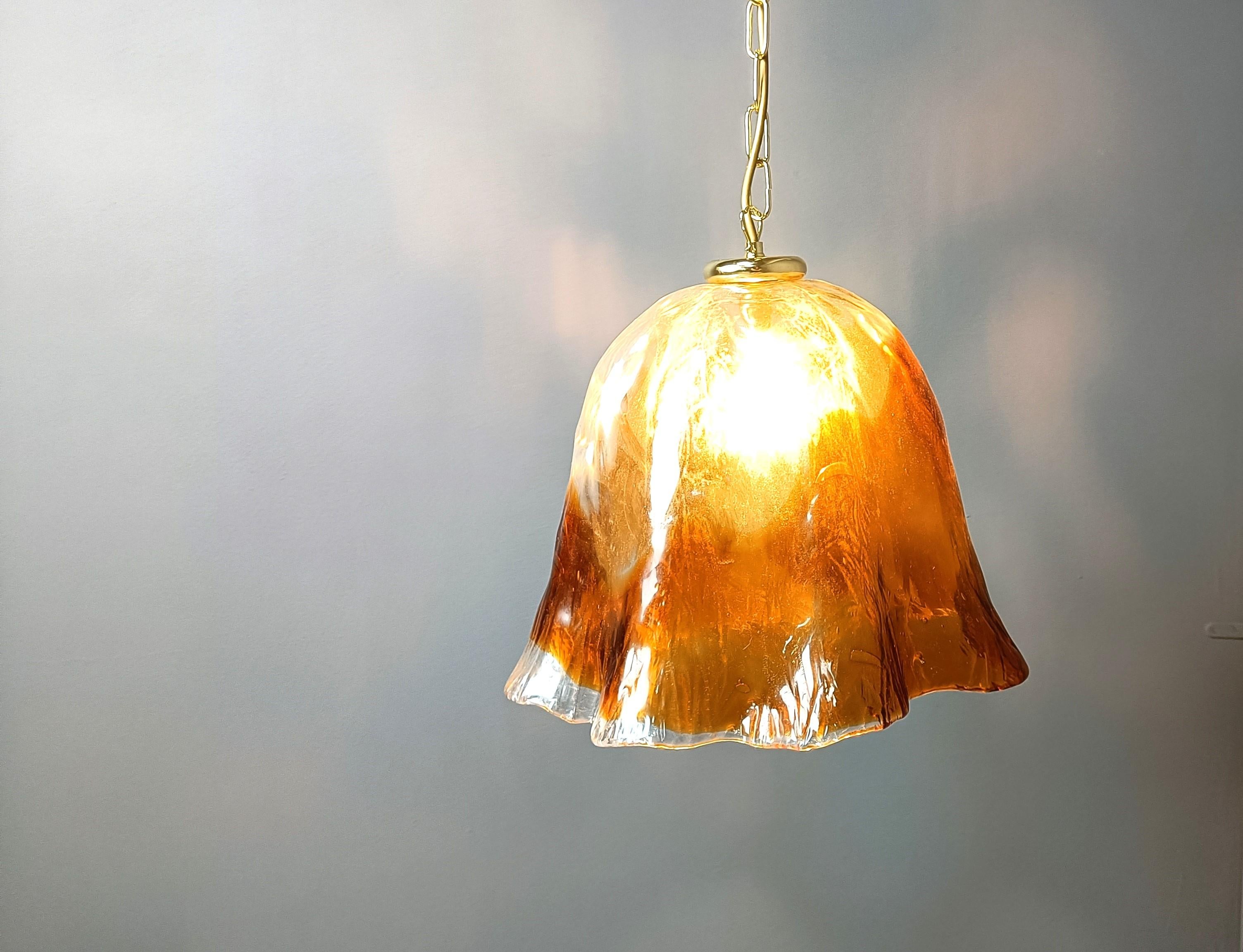 Lampada a sospensione in vetro di Murano vintage, per Mazzega Murano, anni '60 In condizioni buone in vendita a Leuven, Vlaams Gewest