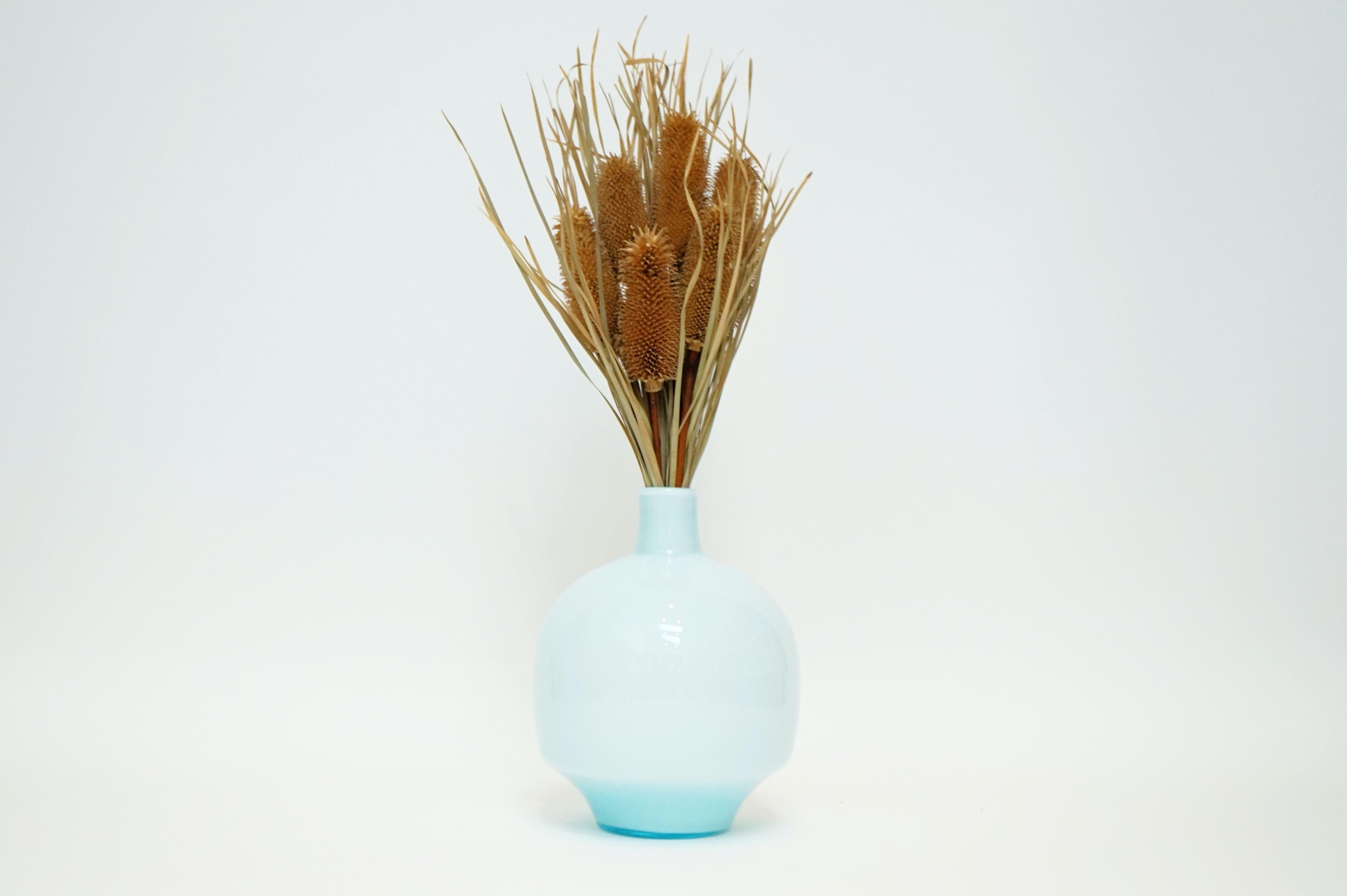 Vintage Murano Glass Powder Blue Vase 3