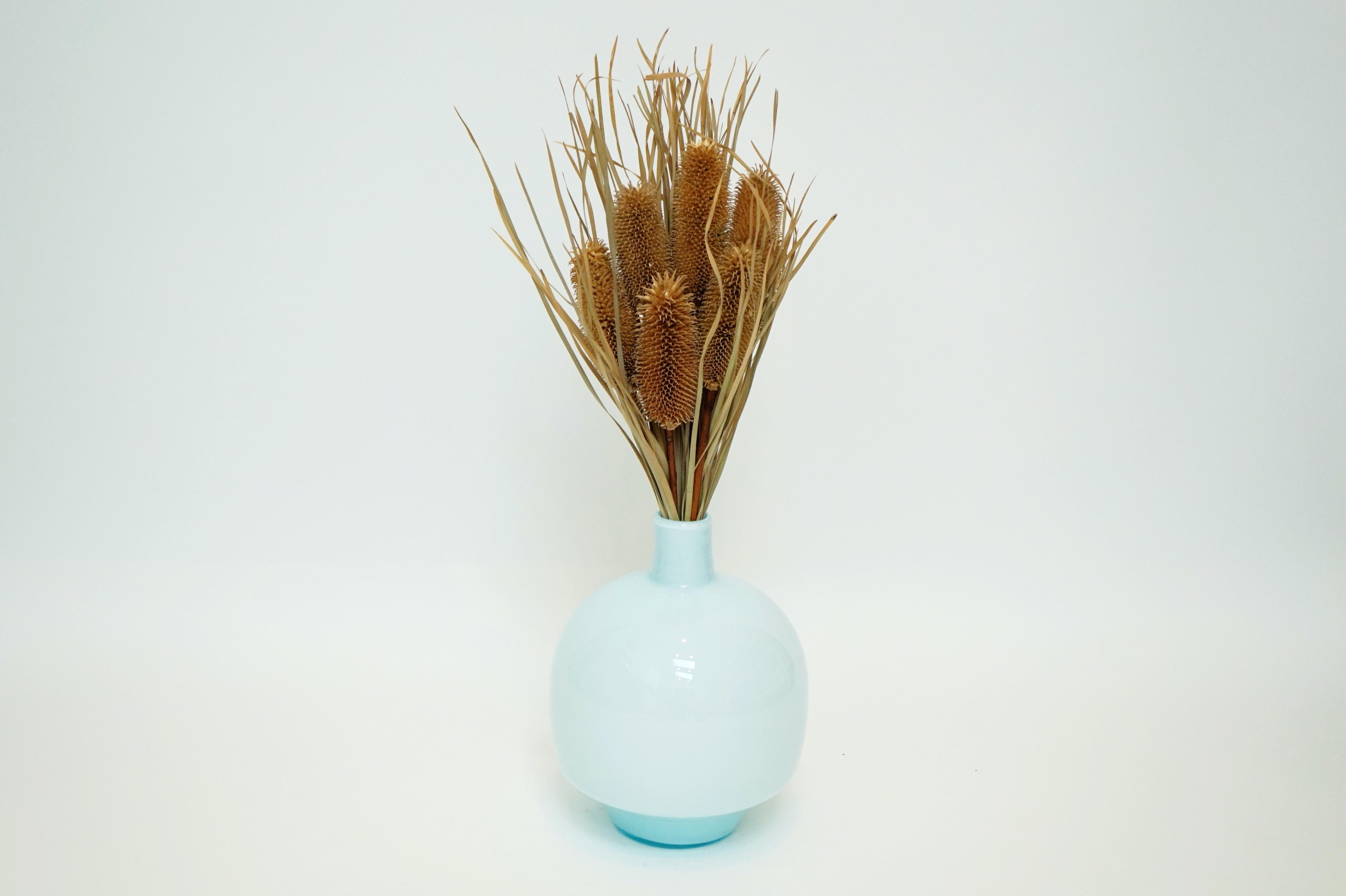 Vintage Murano Glass Powder Blue Vase 4