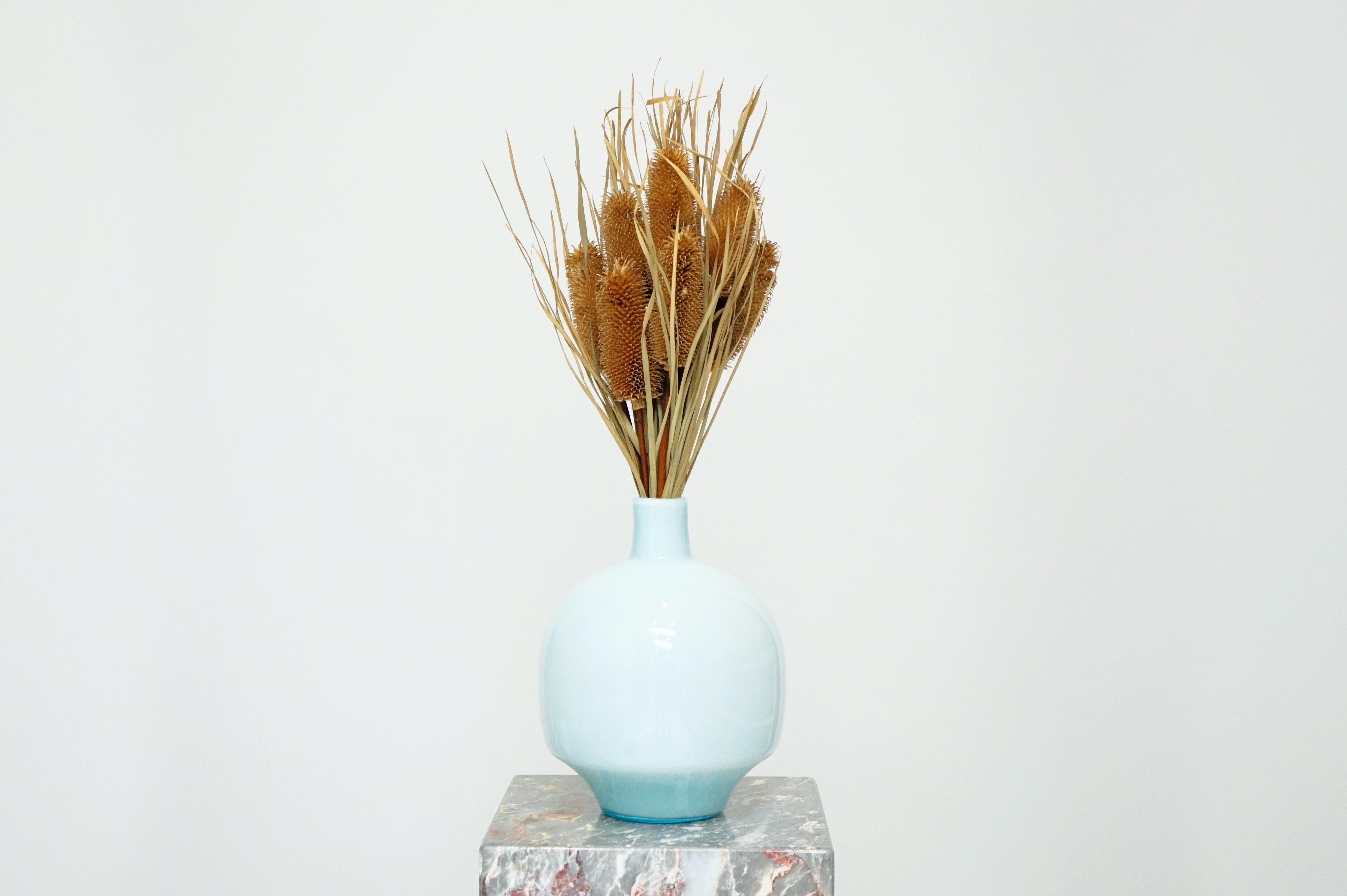Vintage Murano Glass Powder Blue Vase 7