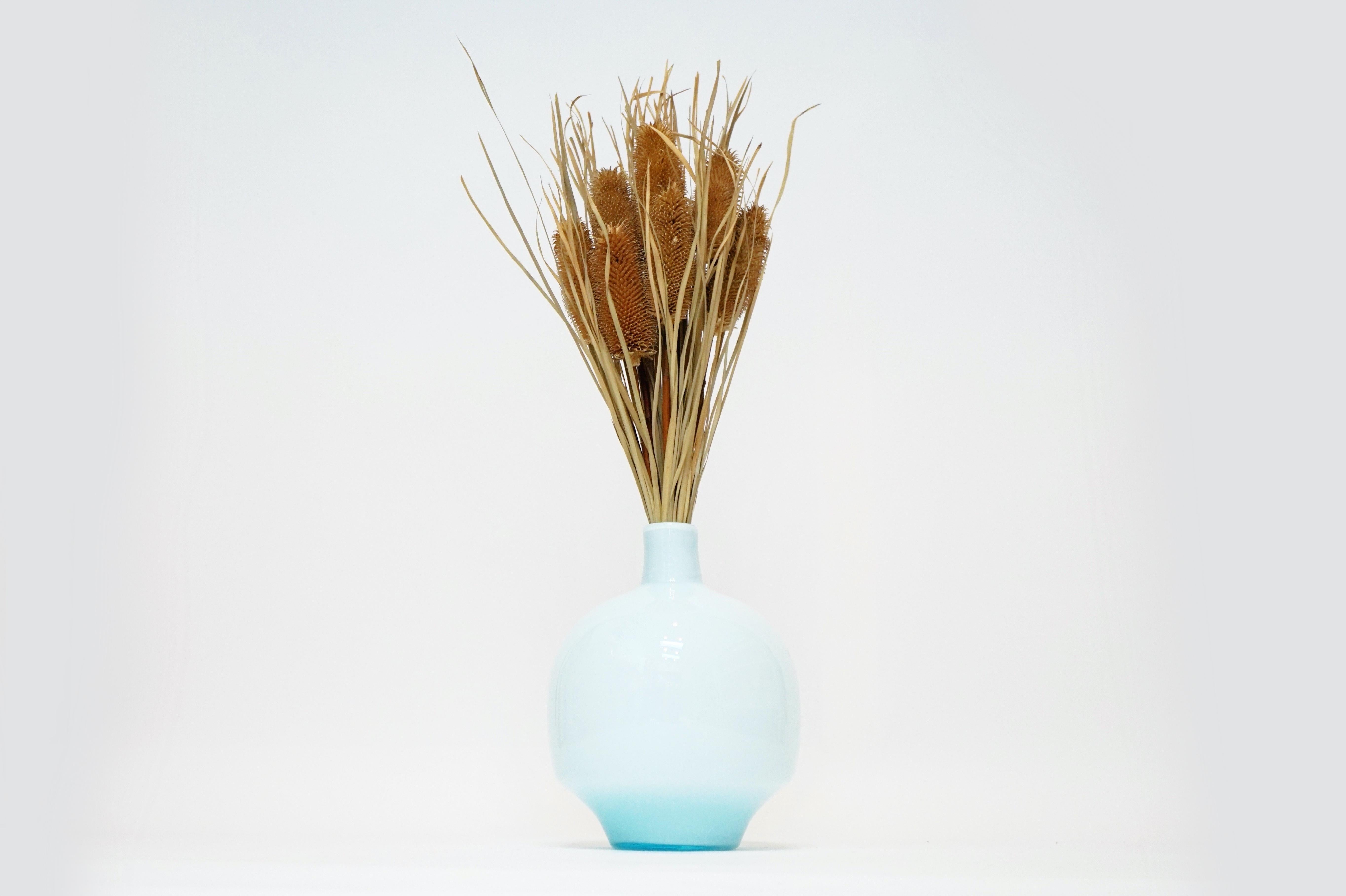 Modern Vintage Murano Glass Powder Blue Vase