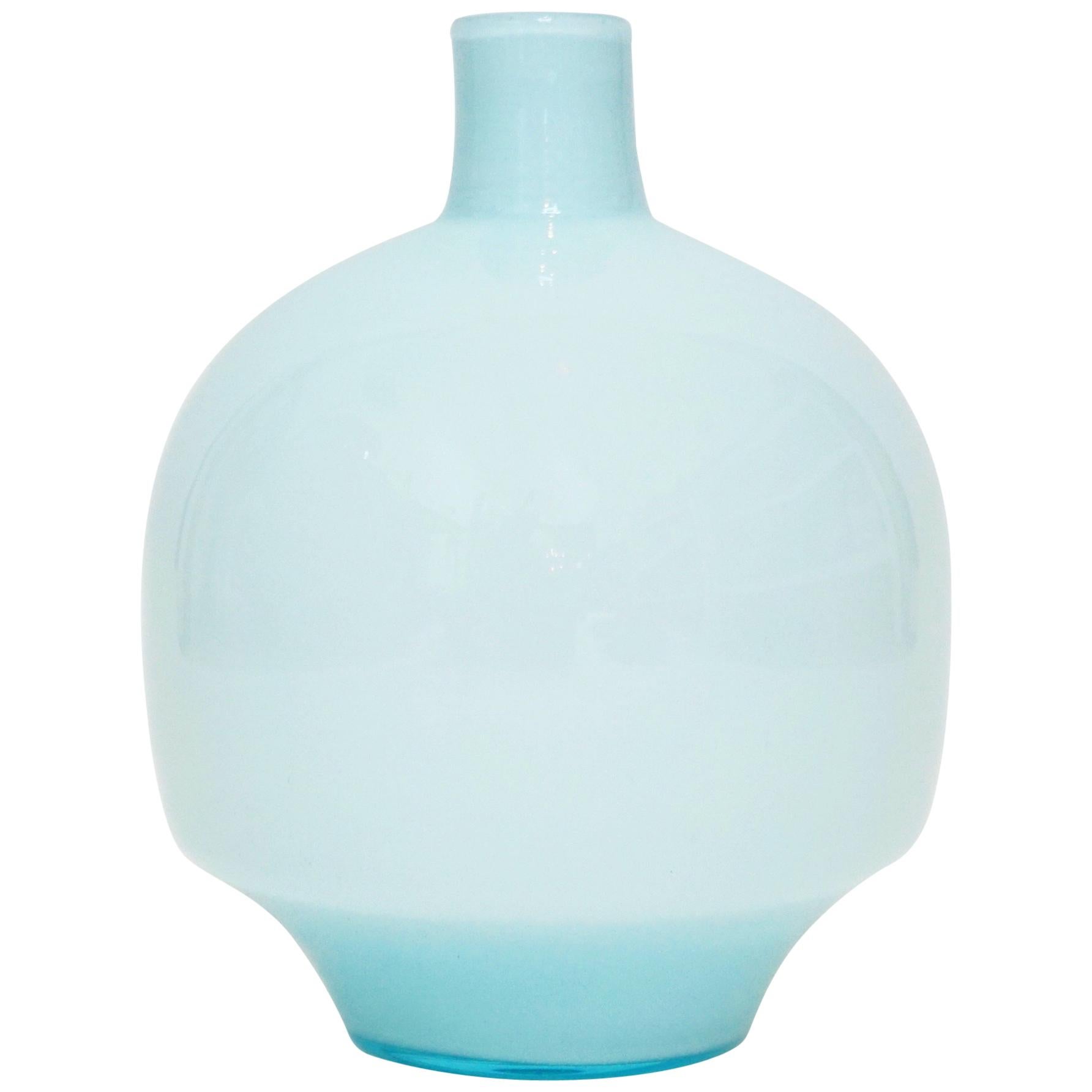 Vintage Murano Glass Powder Blue Vase