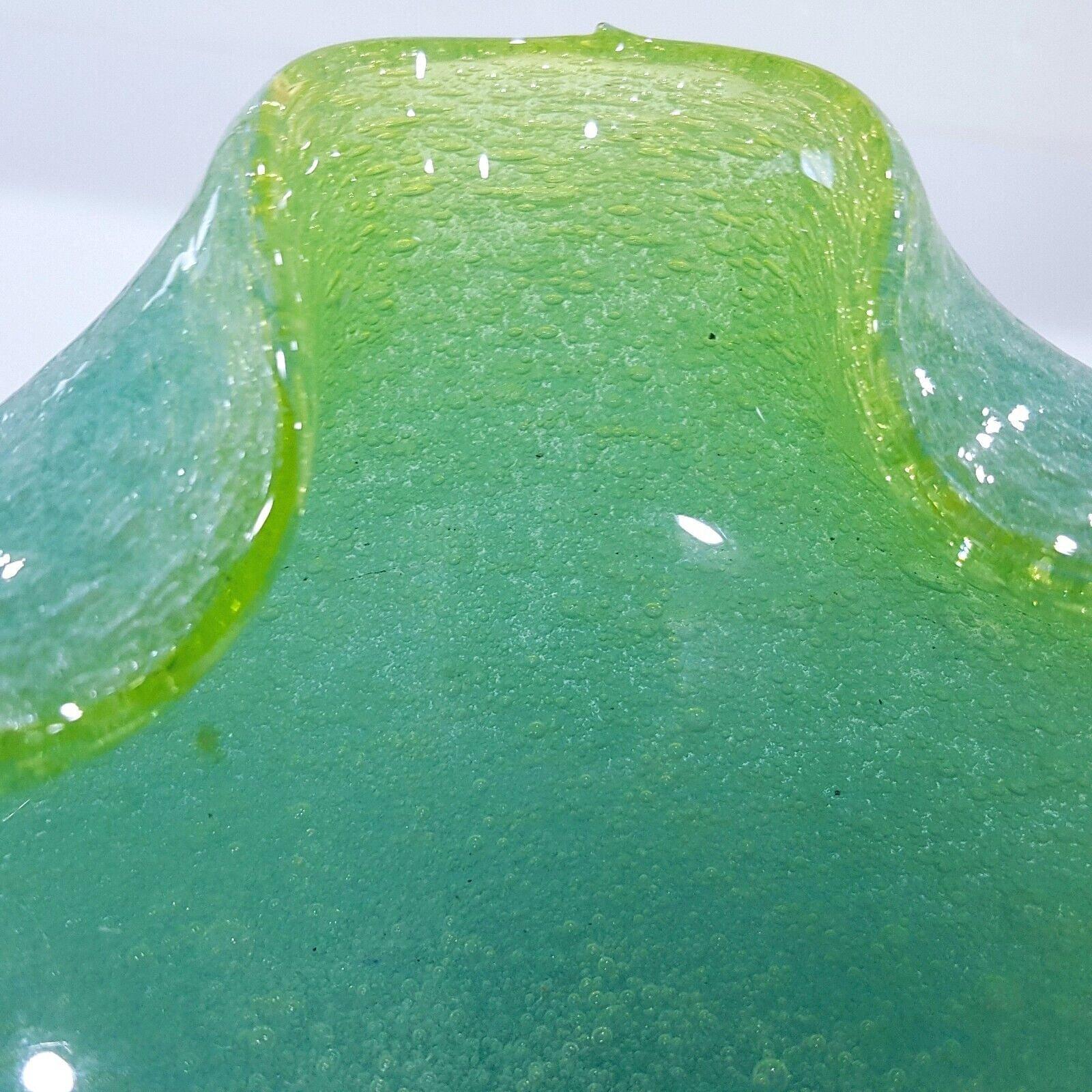 Green & Blue Mid-Century Modern Murano Glass Pulegoso Bowl, Seguso In Good Condition For Sale In Warrenton, OR