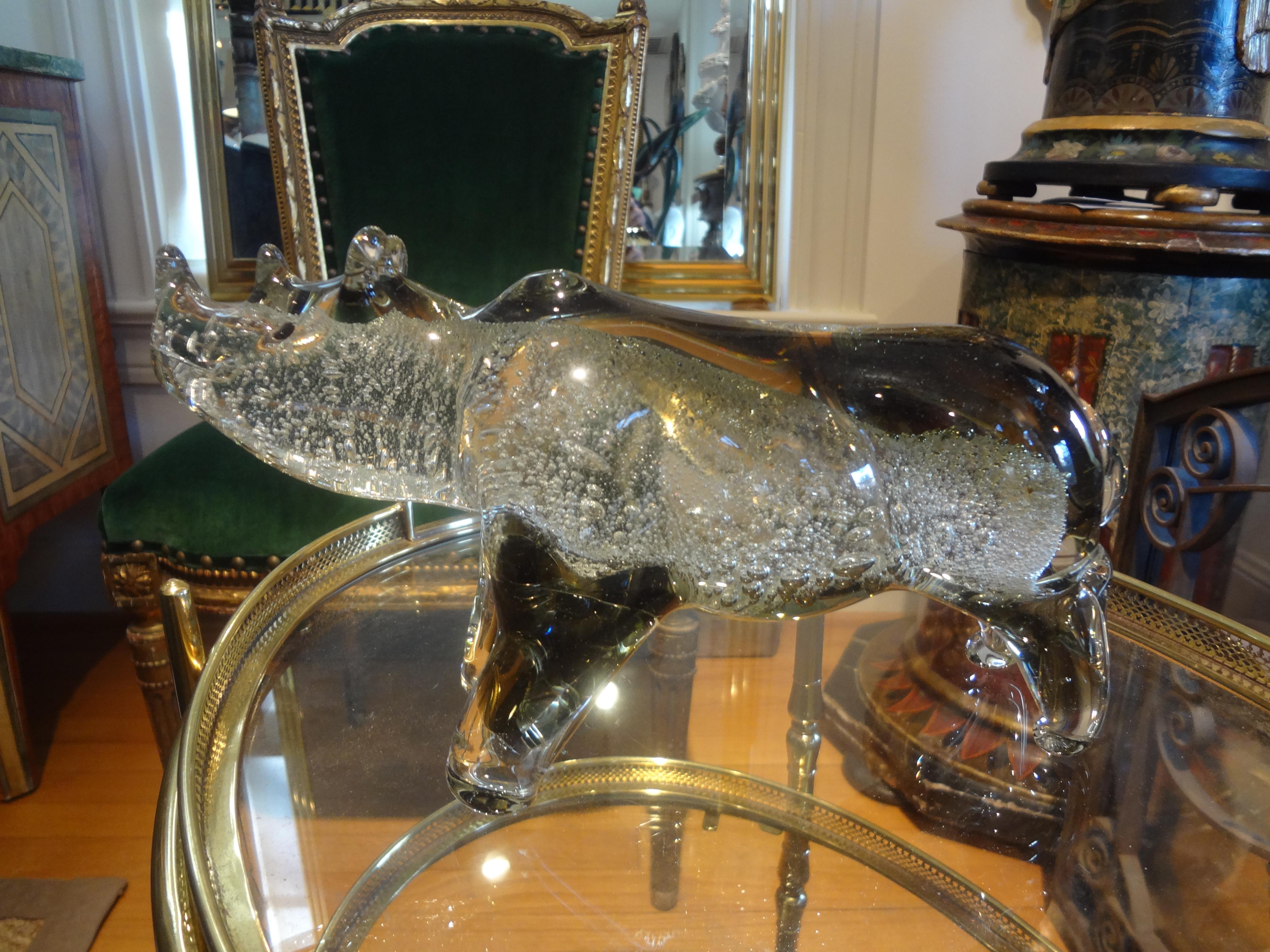 Hollywood Regency Vintage Murano Glass Rhinoceros For Sale
