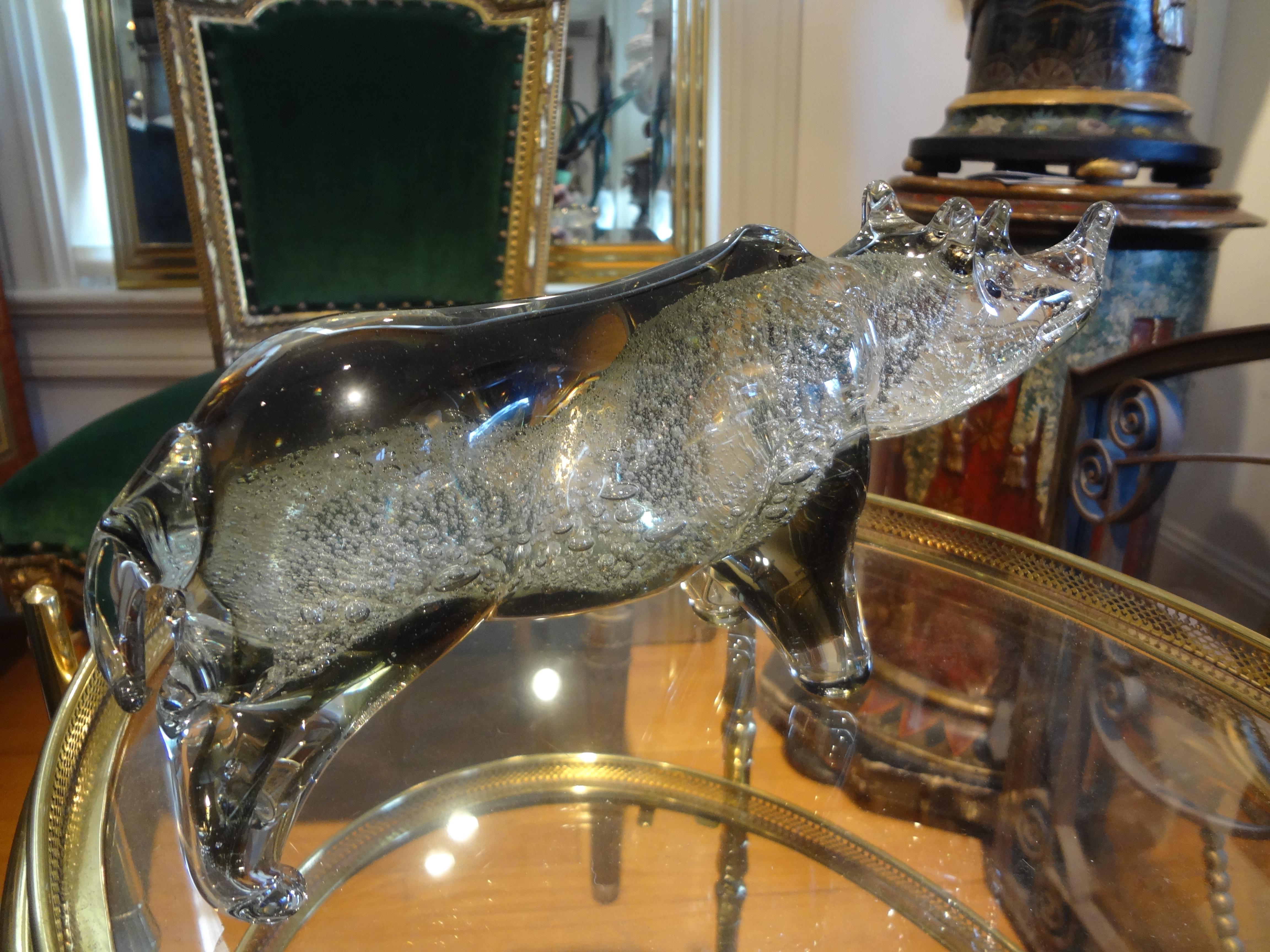 Blown Glass Vintage Murano Glass Rhinoceros For Sale