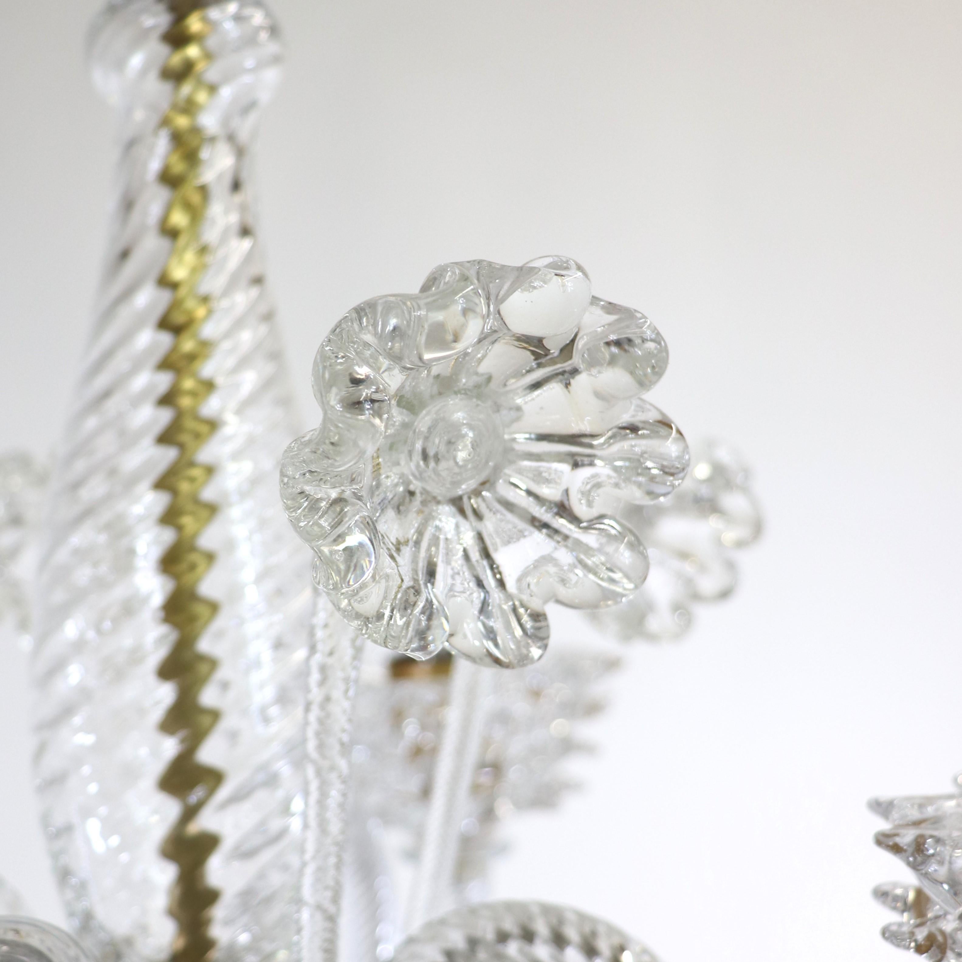 Vintage Murano Glass Rostrato Chandelier in the Manner of Ercole Barovier For Sale 3
