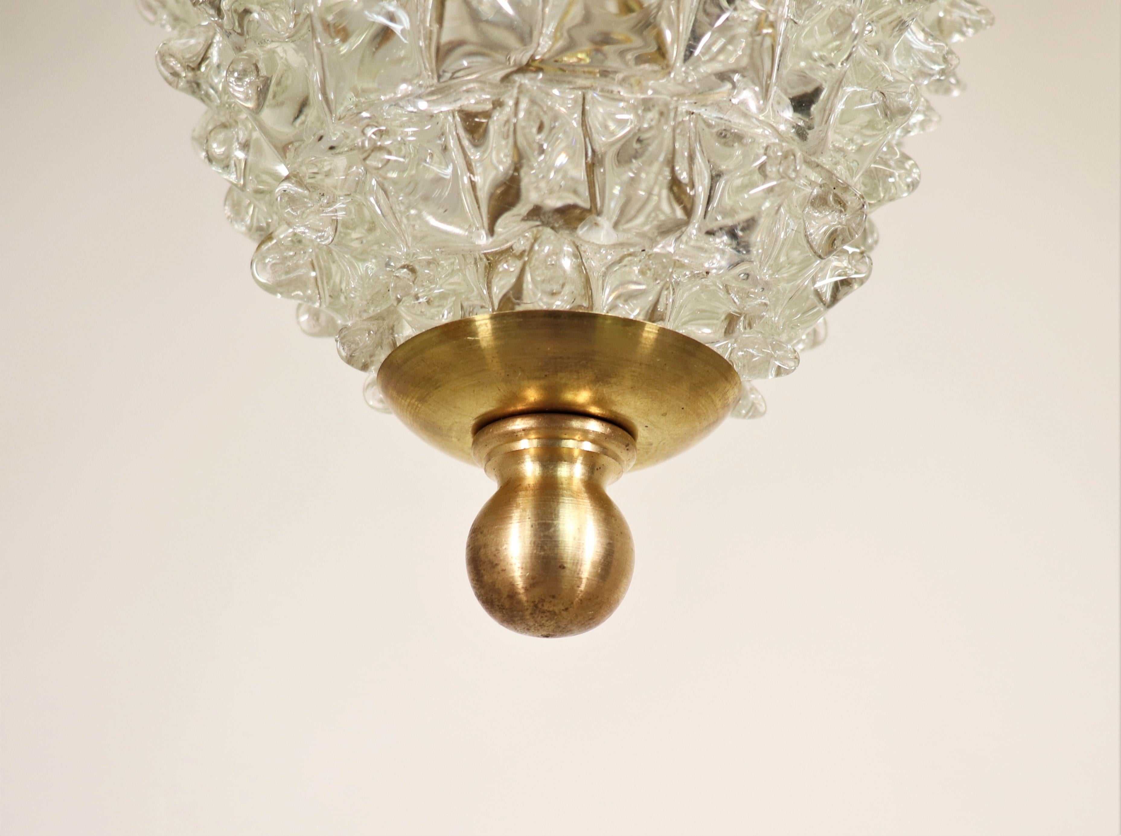 Vintage Murano Glass Rostrato Chandelier in the Manner of Ercole Barovier For Sale 3