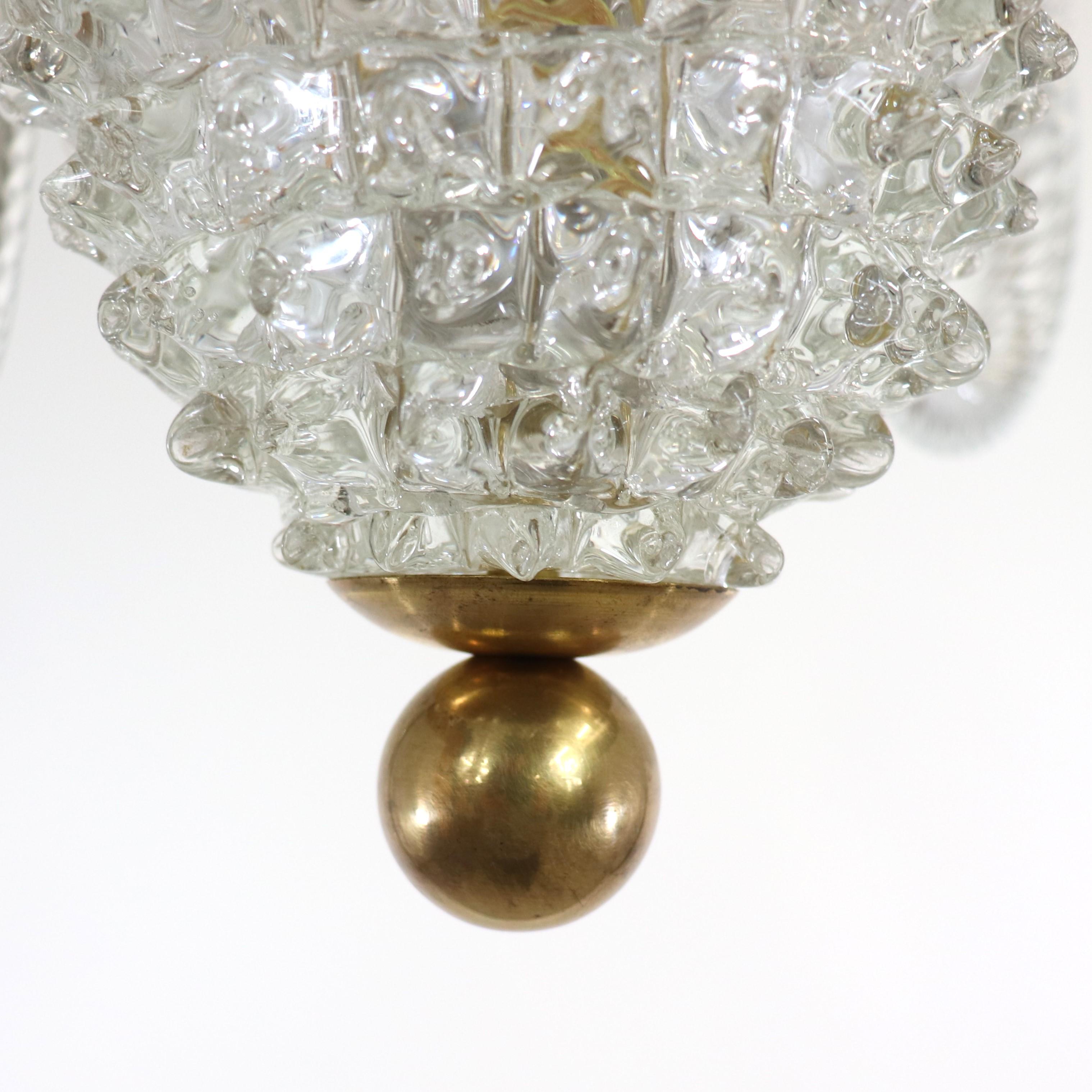 Vintage Murano Glass Rostrato Chandelier in the Manner of Ercole Barovier For Sale 5