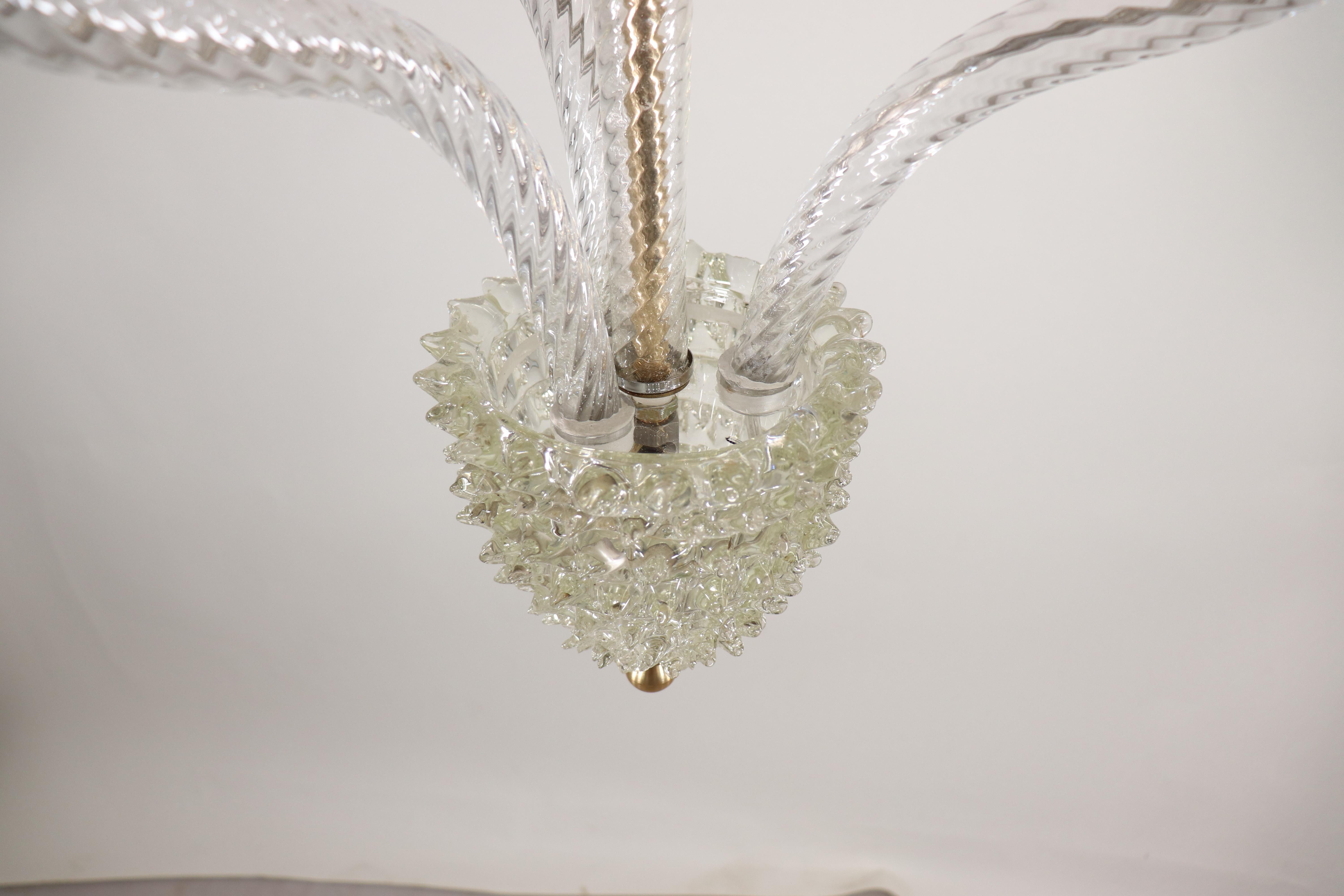 Vintage Murano Glass Rostrato Chandelier in the Manner of Ercole Barovier For Sale 6