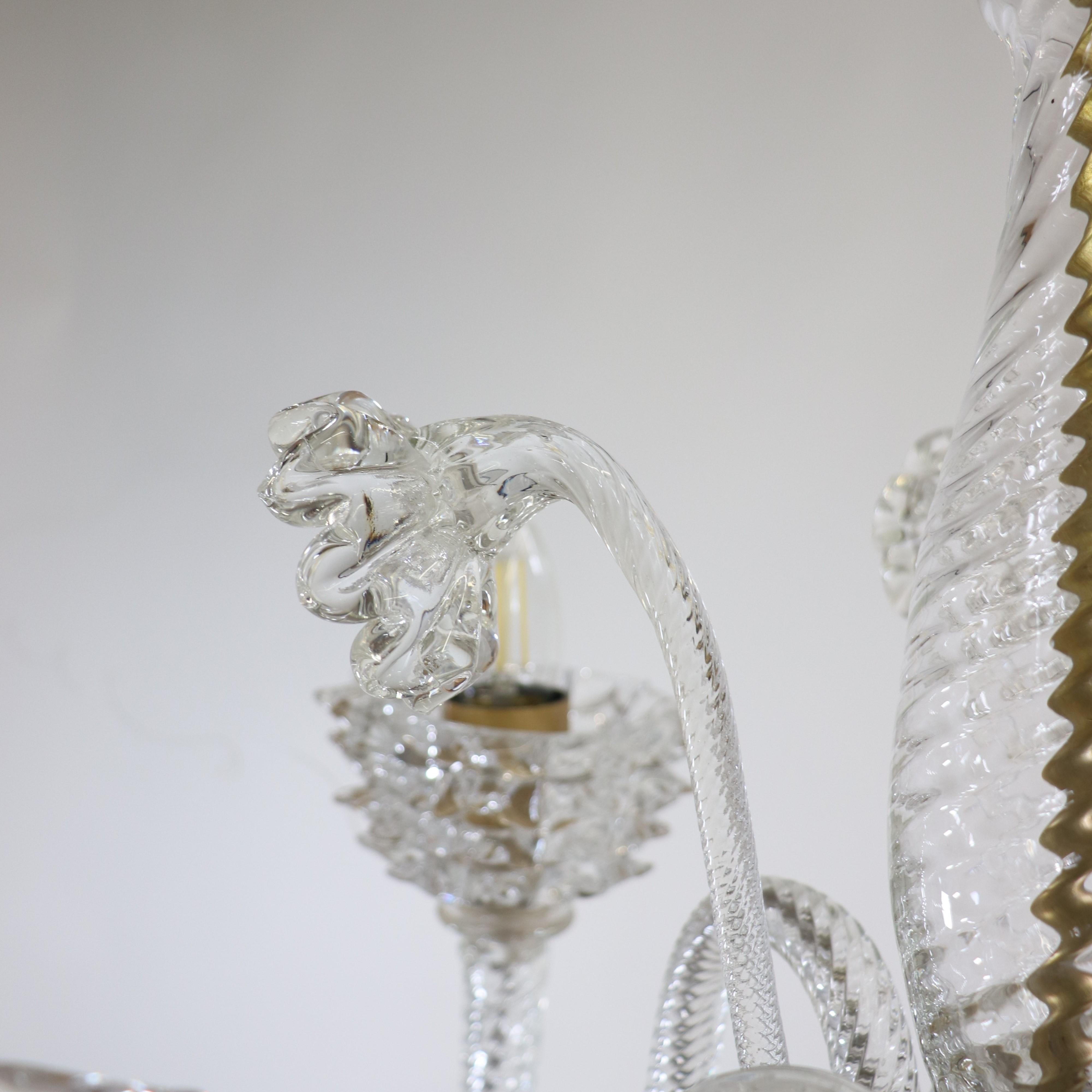 Vintage Murano Glass Rostrato Chandelier in the Manner of Ercole Barovier For Sale 7