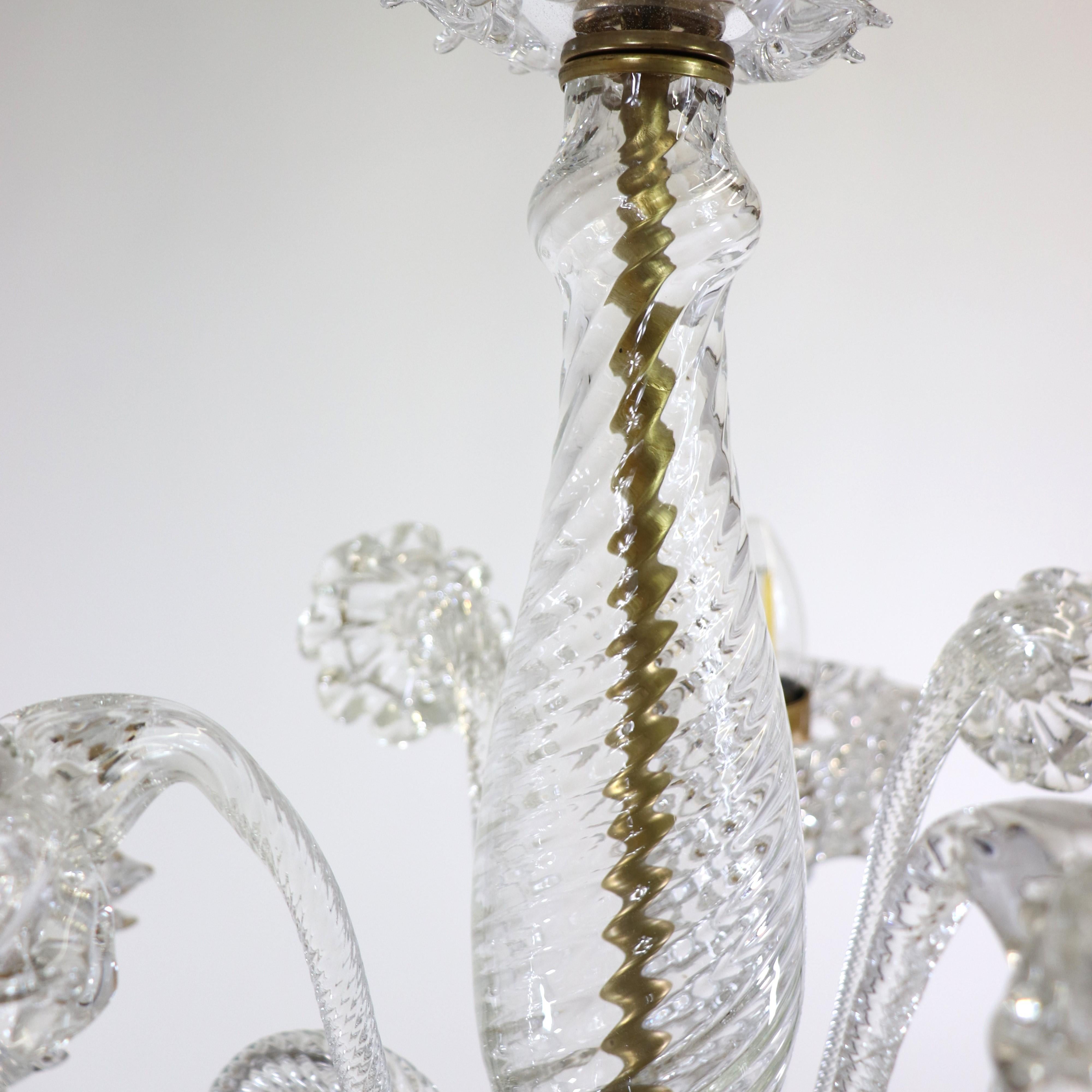 Vintage Murano Glass Rostrato Chandelier in the Manner of Ercole Barovier For Sale 8