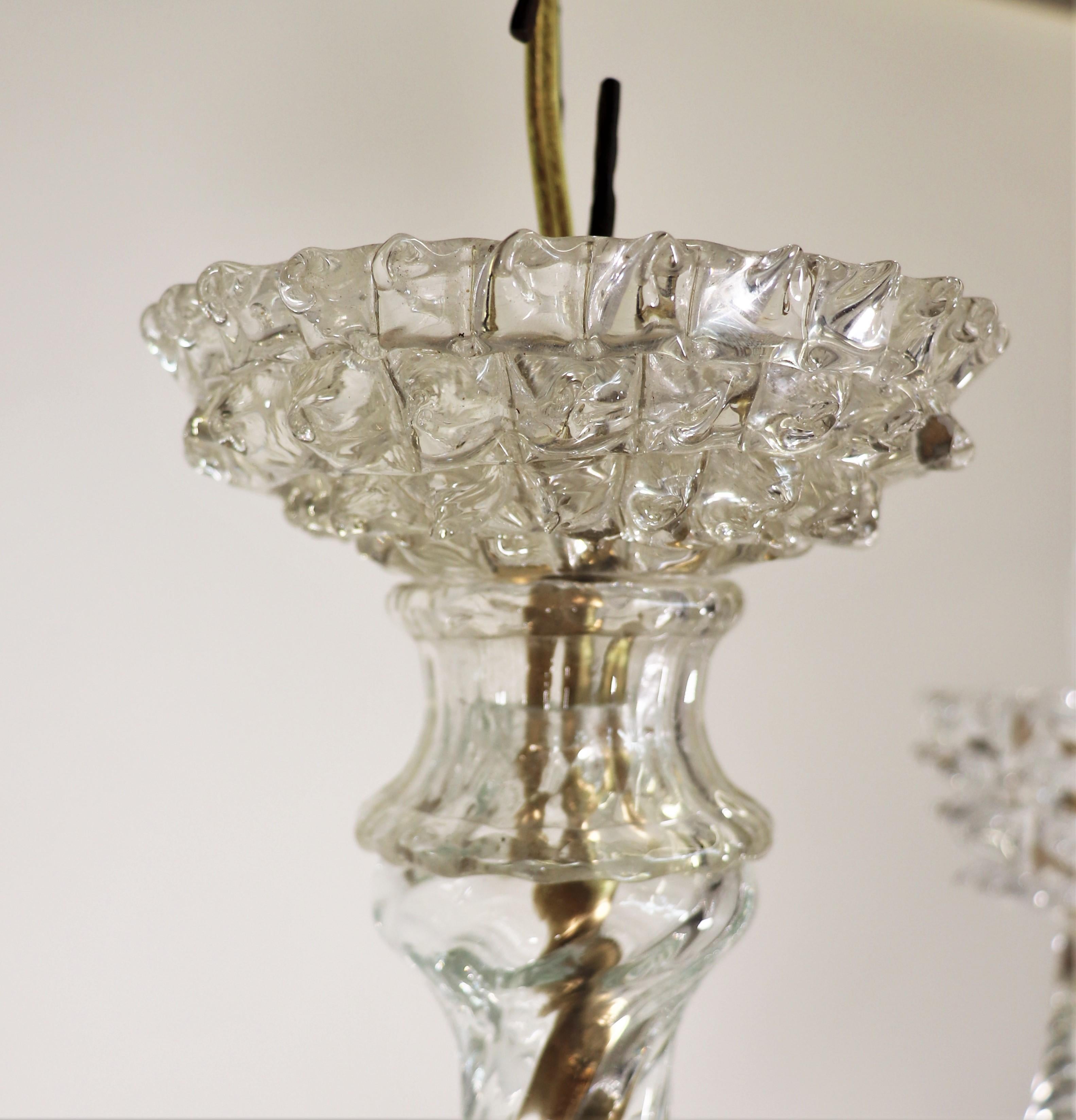 Vintage Murano Glass Rostrato Chandelier in the Manner of Ercole Barovier In Good Condition For Sale In Chicago, IL