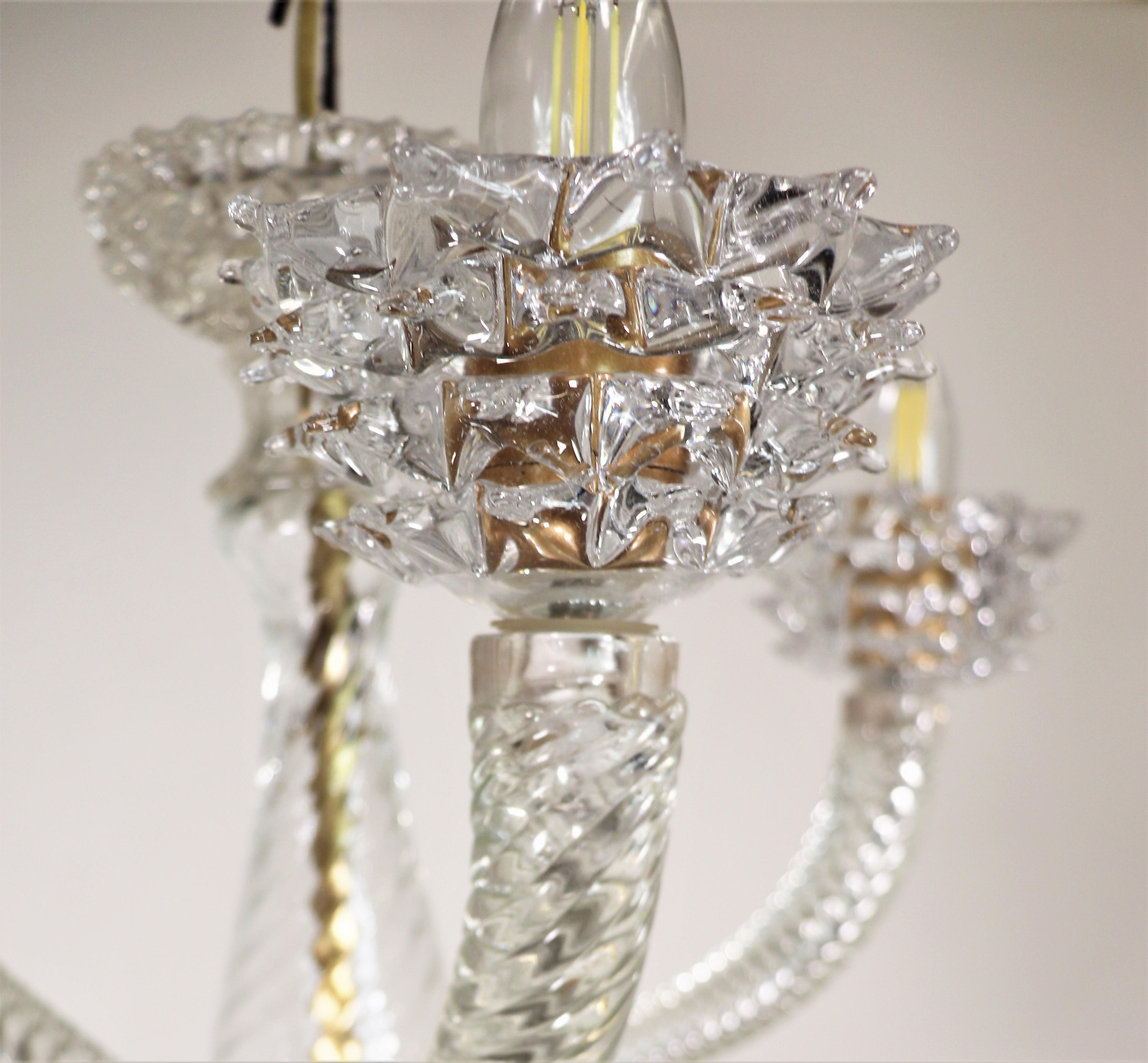 20th Century Vintage Murano Glass Rostrato Chandelier in the Manner of Ercole Barovier For Sale