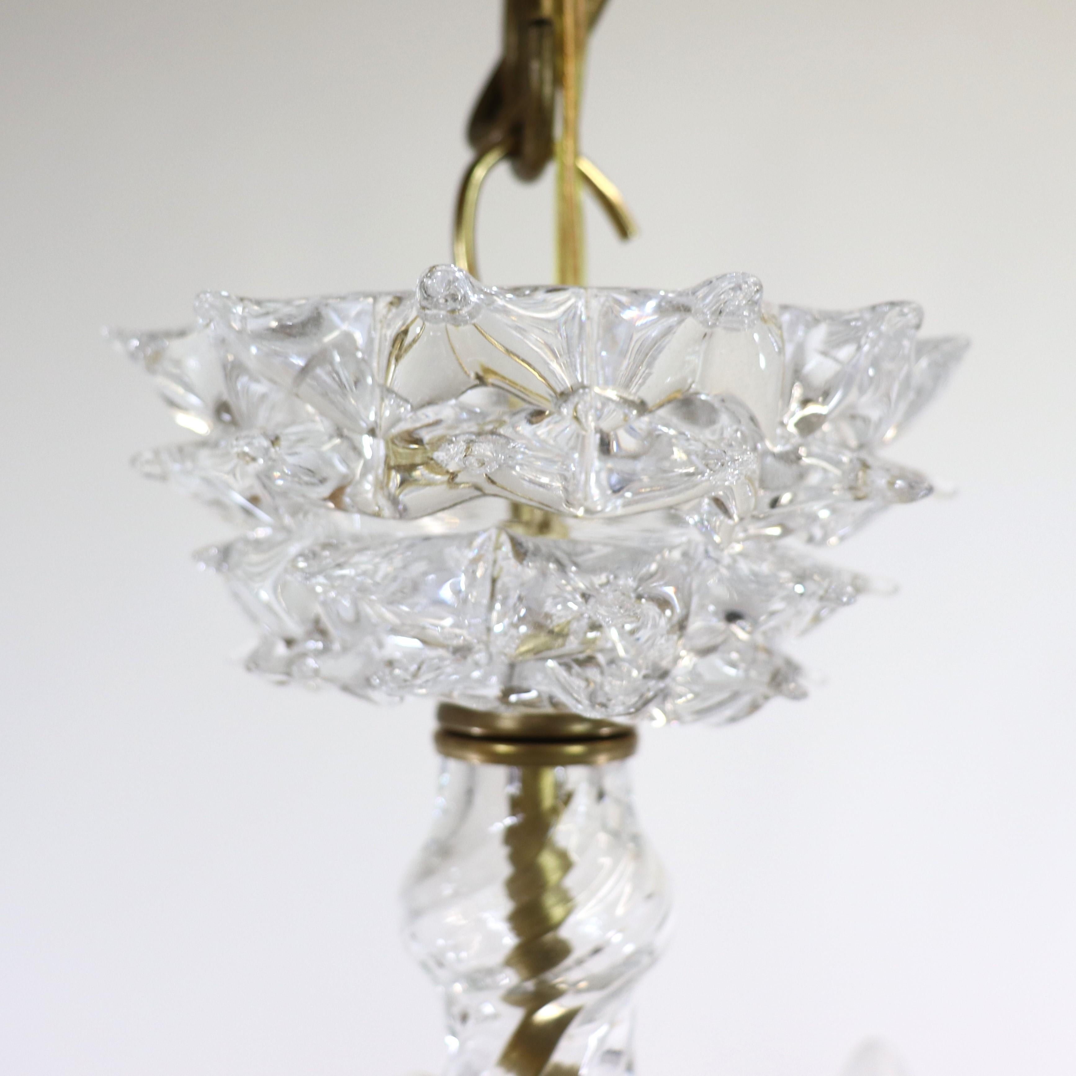 Vintage Murano Glass Rostrato Chandelier in the Manner of Ercole Barovier For Sale 1