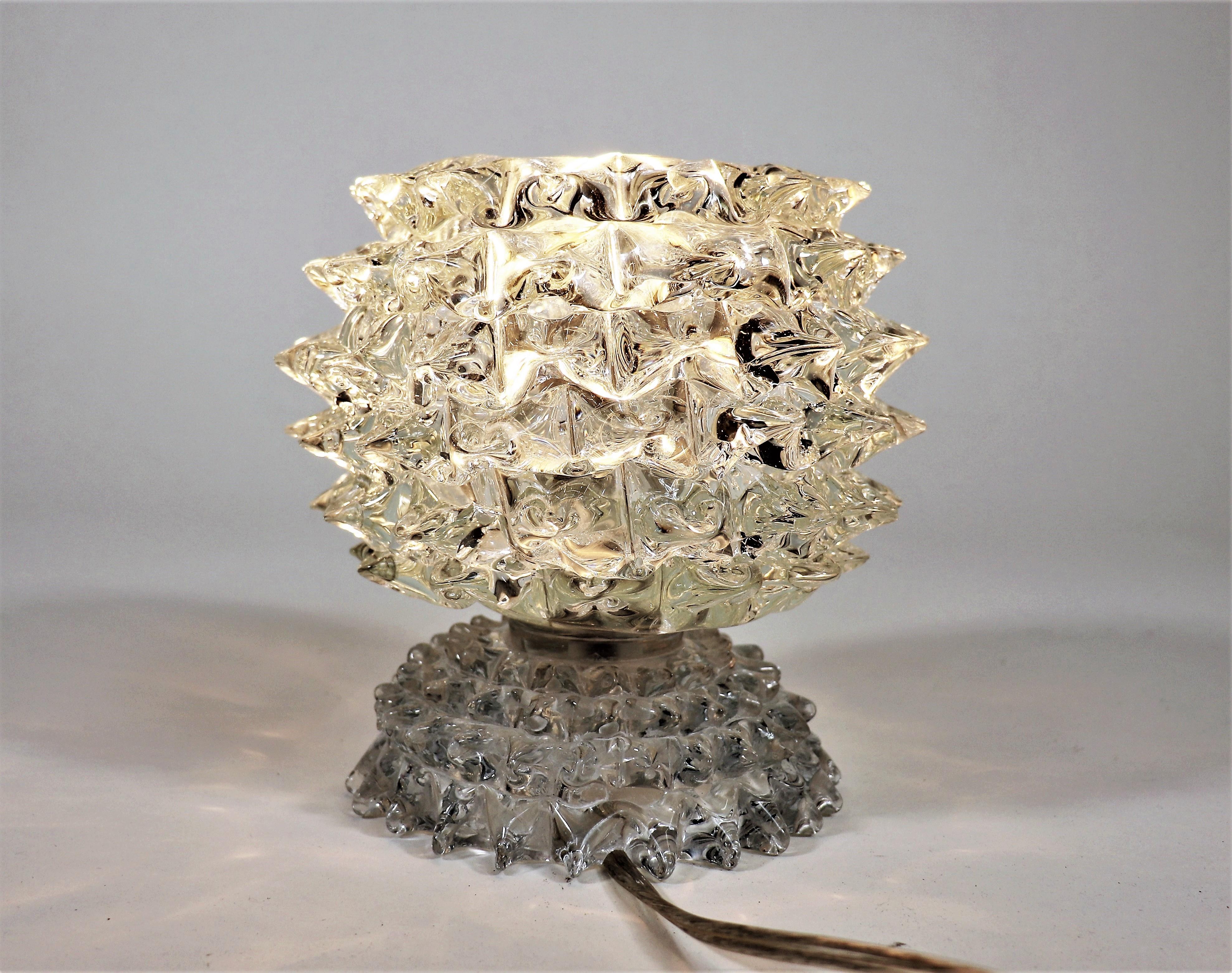 Mid-Century Modern Vintage Murano Glass Rostrato Table Lamp in the Manner of Ercole Barovier