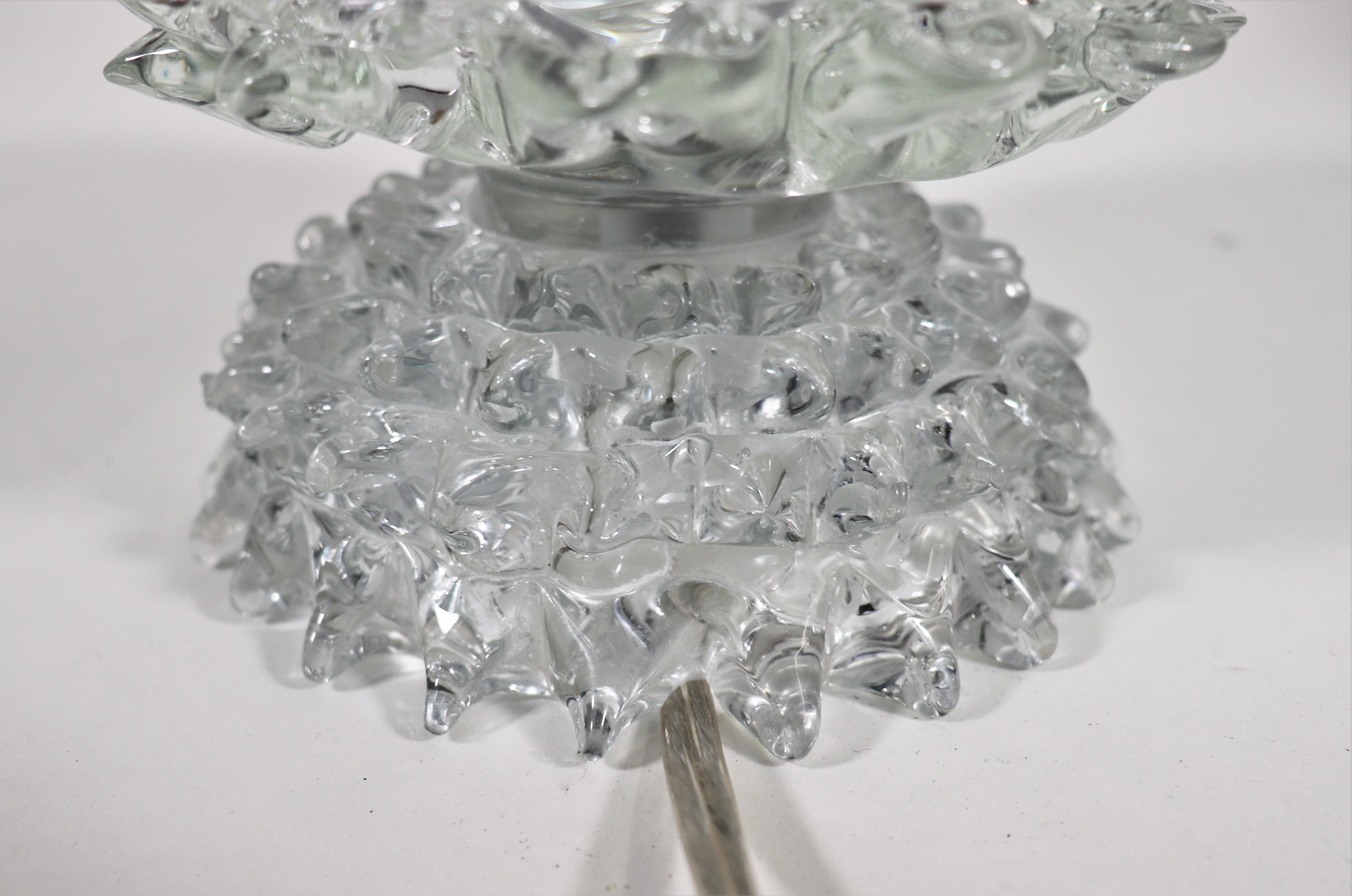 Vintage Murano Glass Rostrato Table Lamp in the Manner of Ercole Barovier For Sale 1