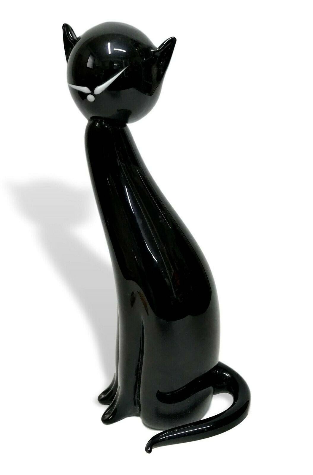 Late 20th Century Vintage Murano Glass Sculpture, Cat Shape, Produced by La Murrina, Italy, 1970s