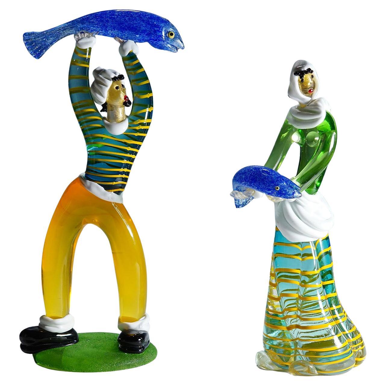 Vintage Murano Glass Sculptures by Anzolo Fuga for A.Ve.M.1950s