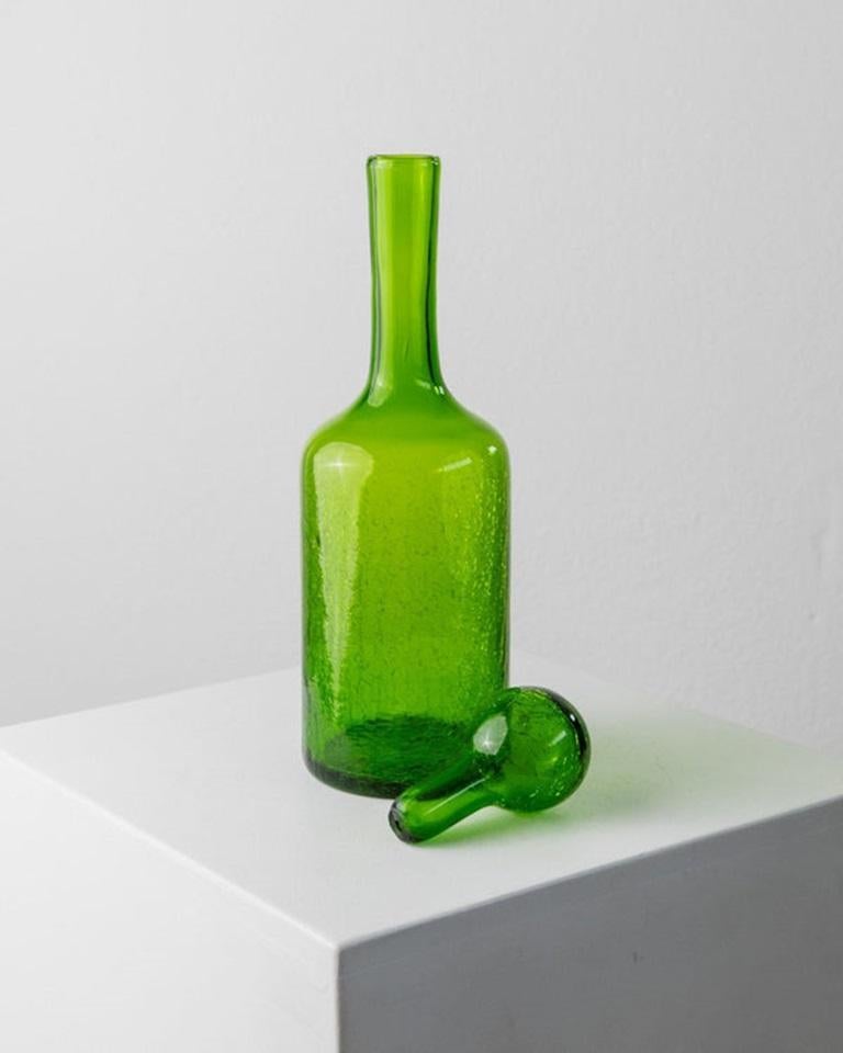 20ième siècle Vintage Murano Glass Set - 3 Verres & Greene Greene - Vert avec effet craquelé en vente