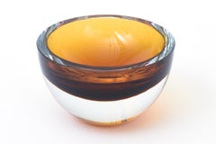 Vintage Murano Glass Sommerso Signiert Dicke Schale Bernstein, Braun, Klar