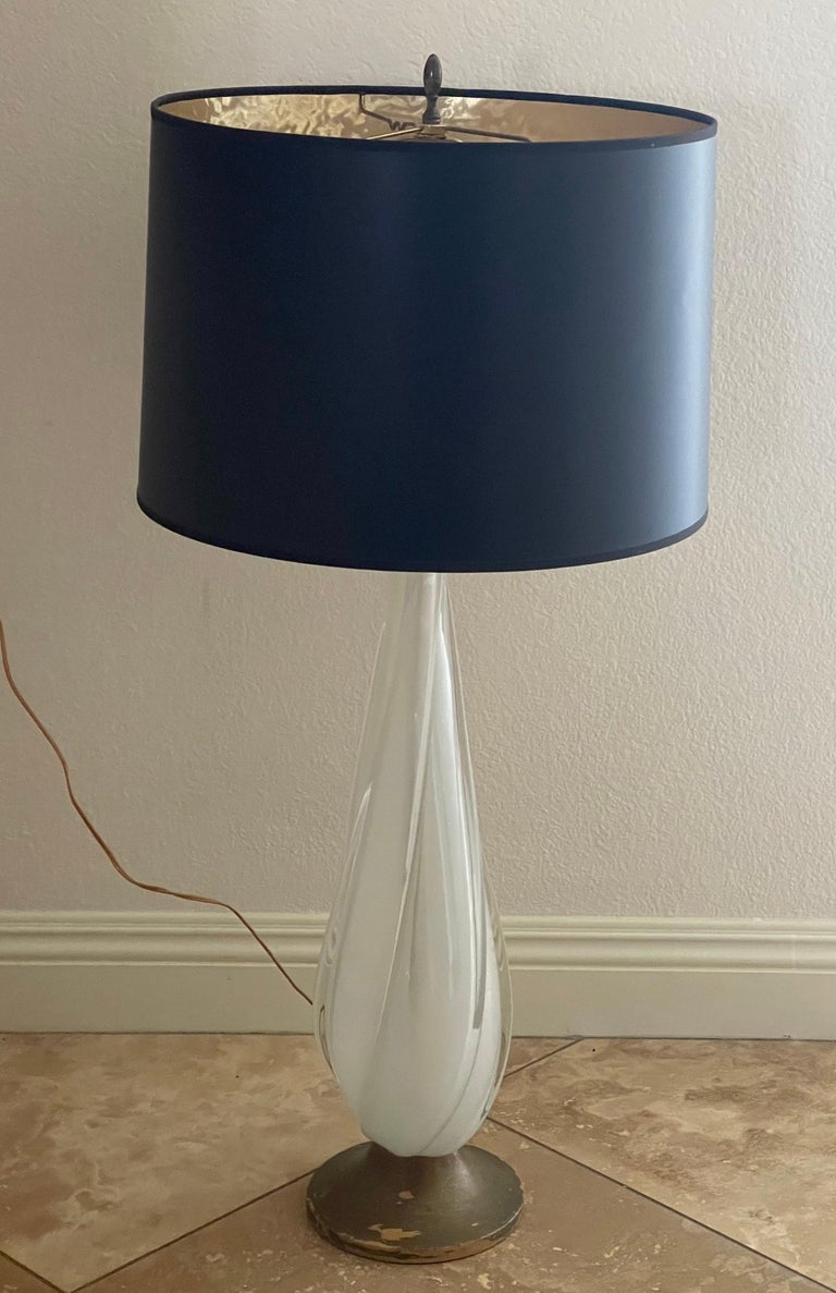 Mid-Century Modern Vintage Murano Glass Sommerso Table Lamp  For Sale