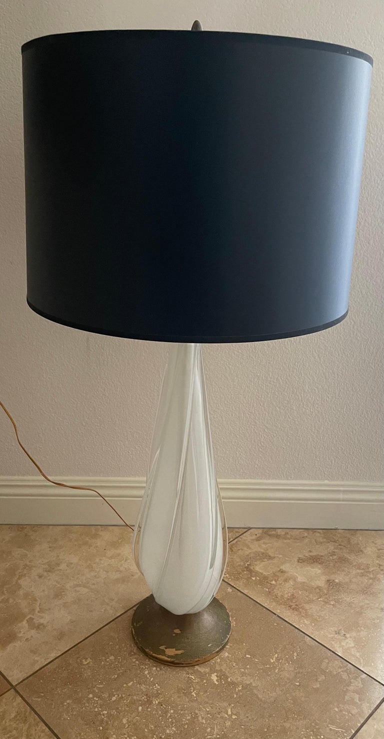 Italian Vintage Murano Glass Sommerso Table Lamp  For Sale