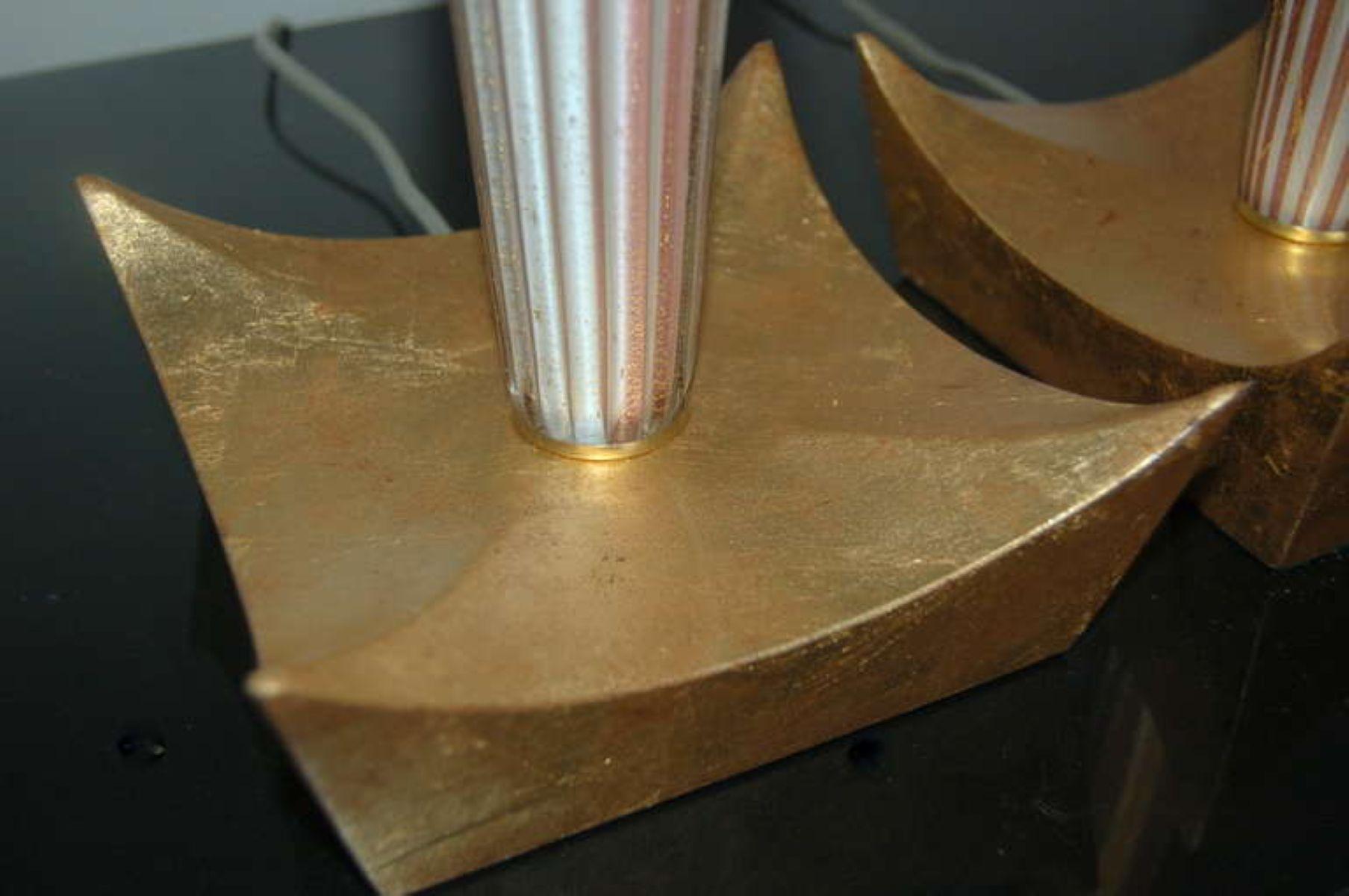 Lámparas de mesa vintage de cristal de Murano a rayas Lavanda Ciruela Italiano en venta