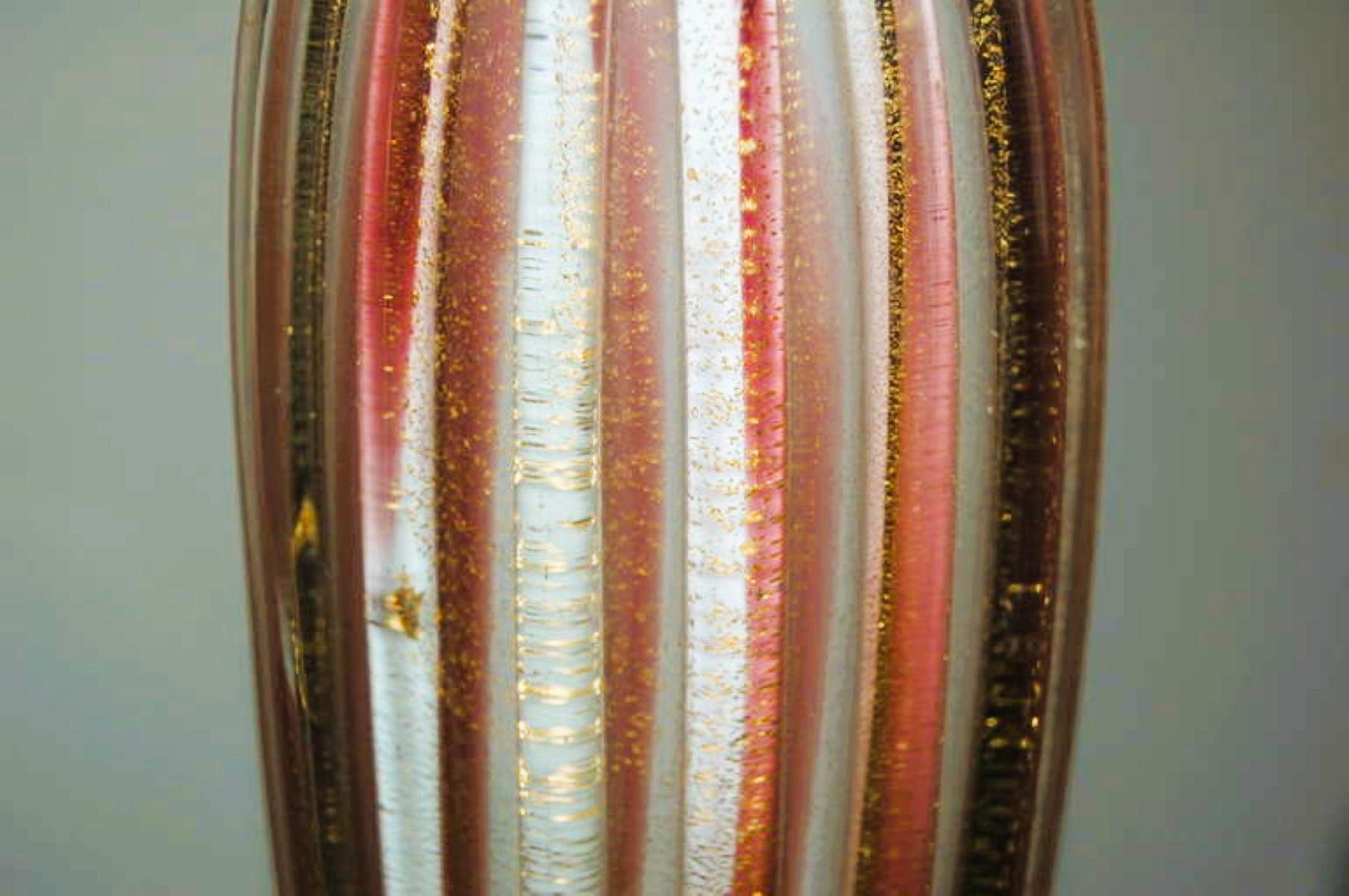 Lámparas de mesa vintage de cristal de Murano a rayas Lavanda Ciruela en Bueno estado para la venta en Smyrna, GA