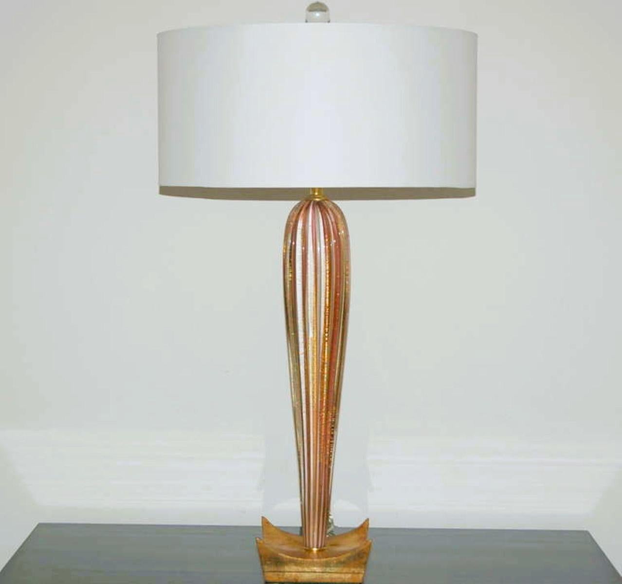 Lámparas de mesa vintage de cristal de Murano a rayas Lavanda Ciruela Vidrio soplado en venta