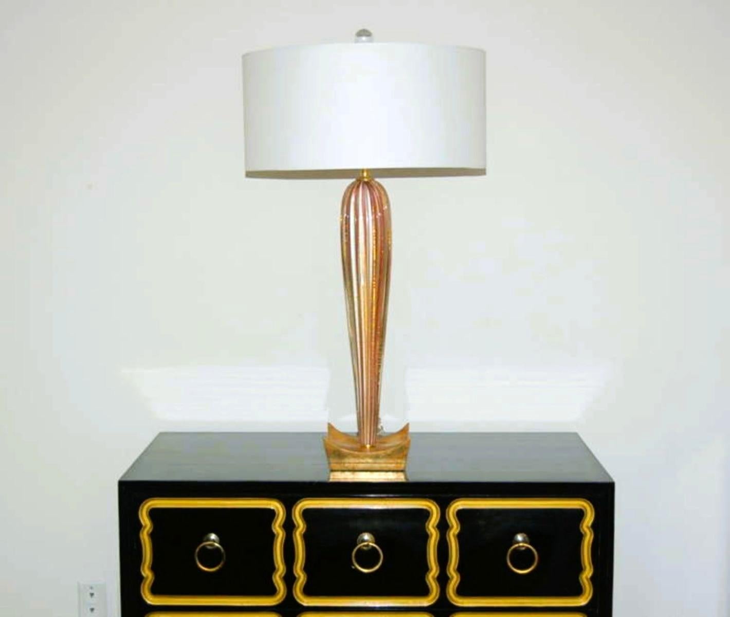 Lámparas de mesa vintage de cristal de Murano a rayas Lavanda Ciruela en venta 1