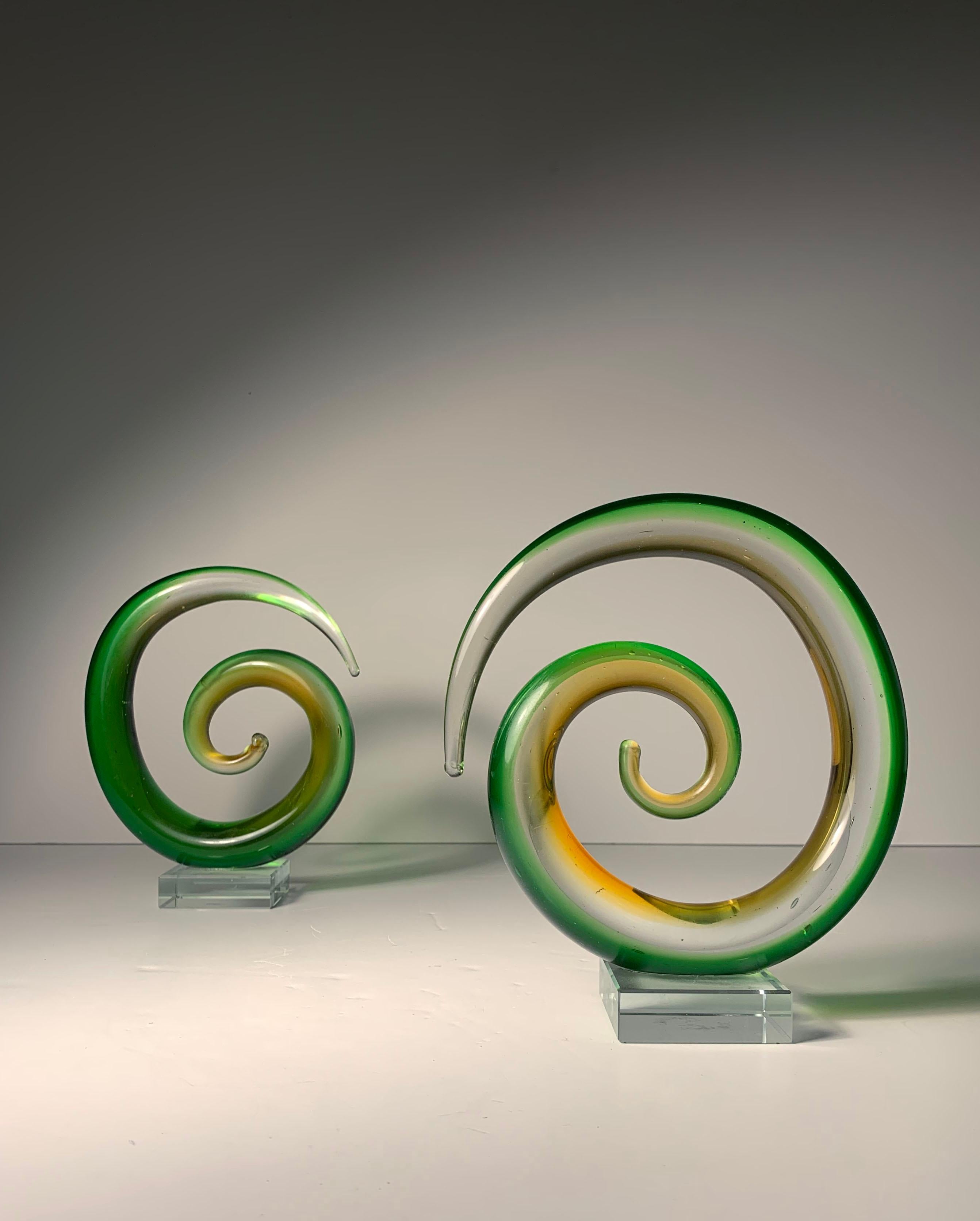 Mid-Century Modern Vintage Murano Glass Swirls (2 Available) For Sale