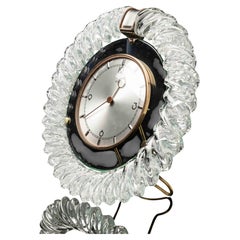 Horloge de table vintage en verre de Murano par Barovier&Toso, Italie, années 1950