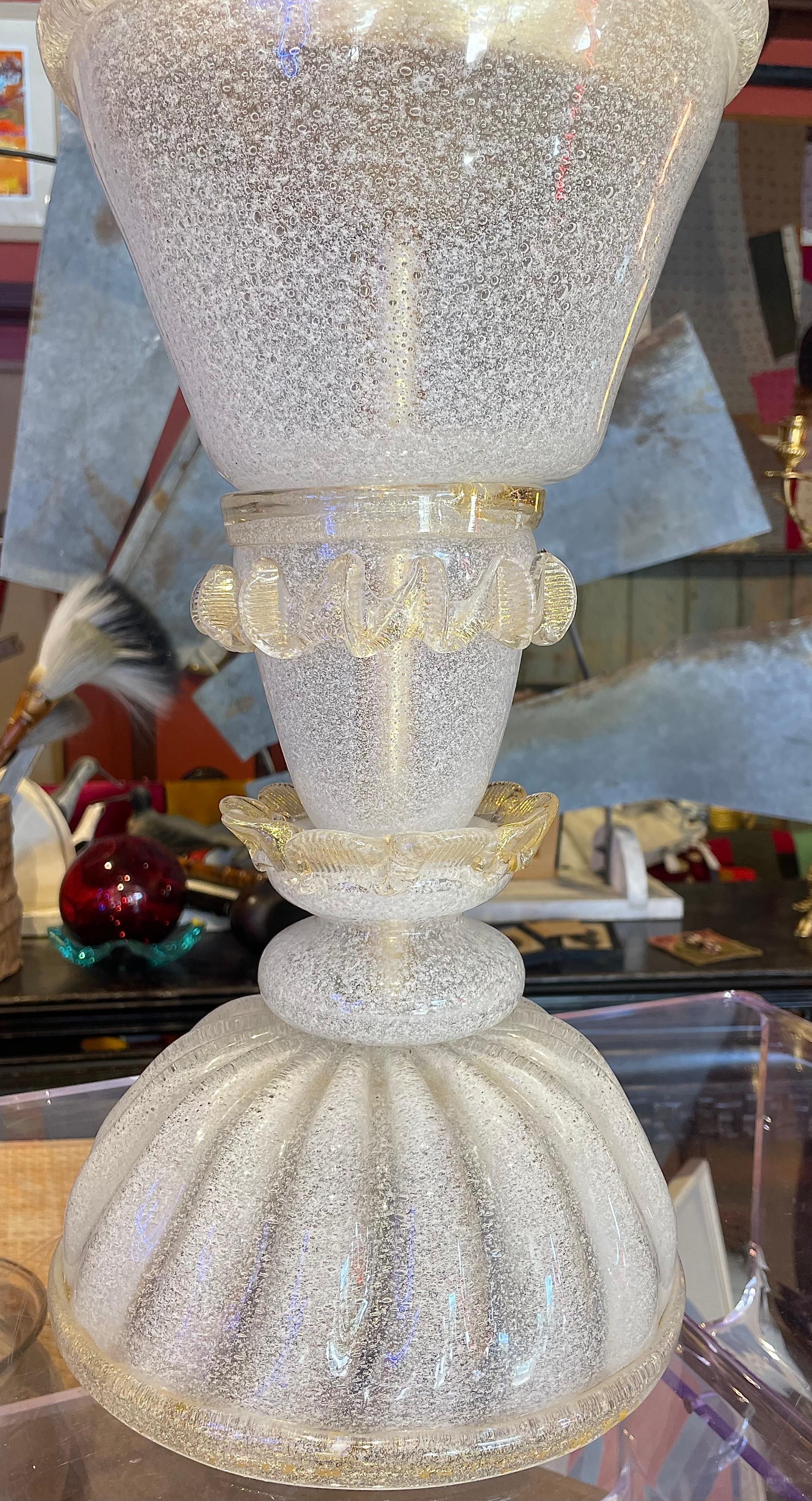Italian Vintage Murano Glass Table Lamp For Sale