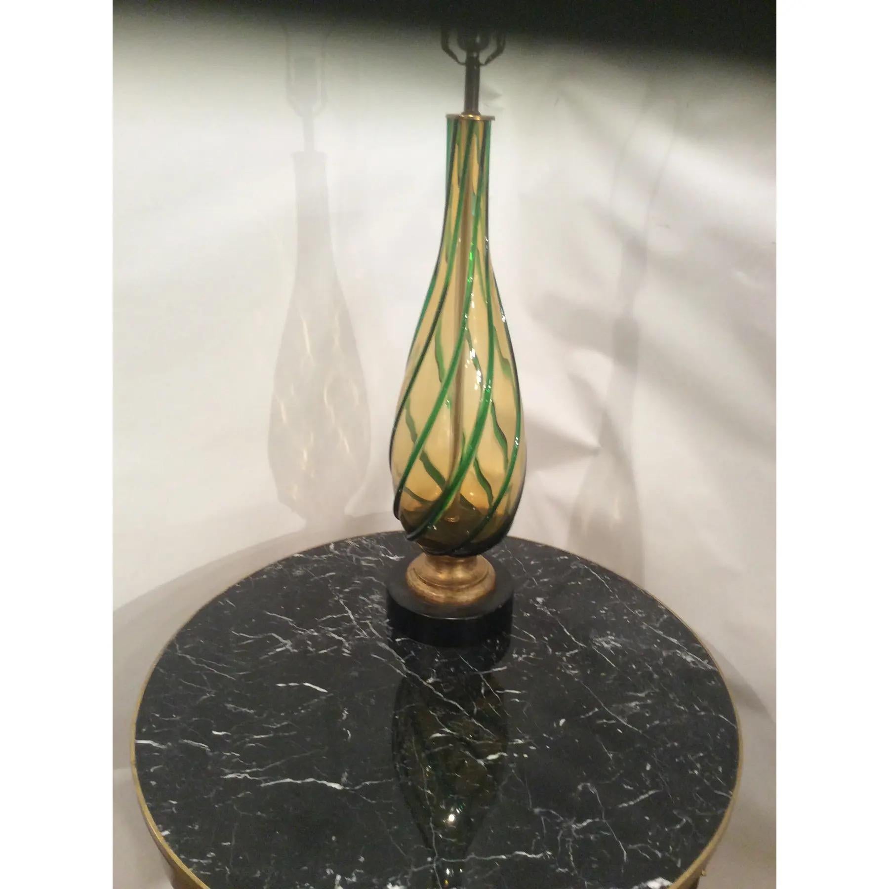 Lámpara de mesa vintage de cristal de Murano Italiano en venta