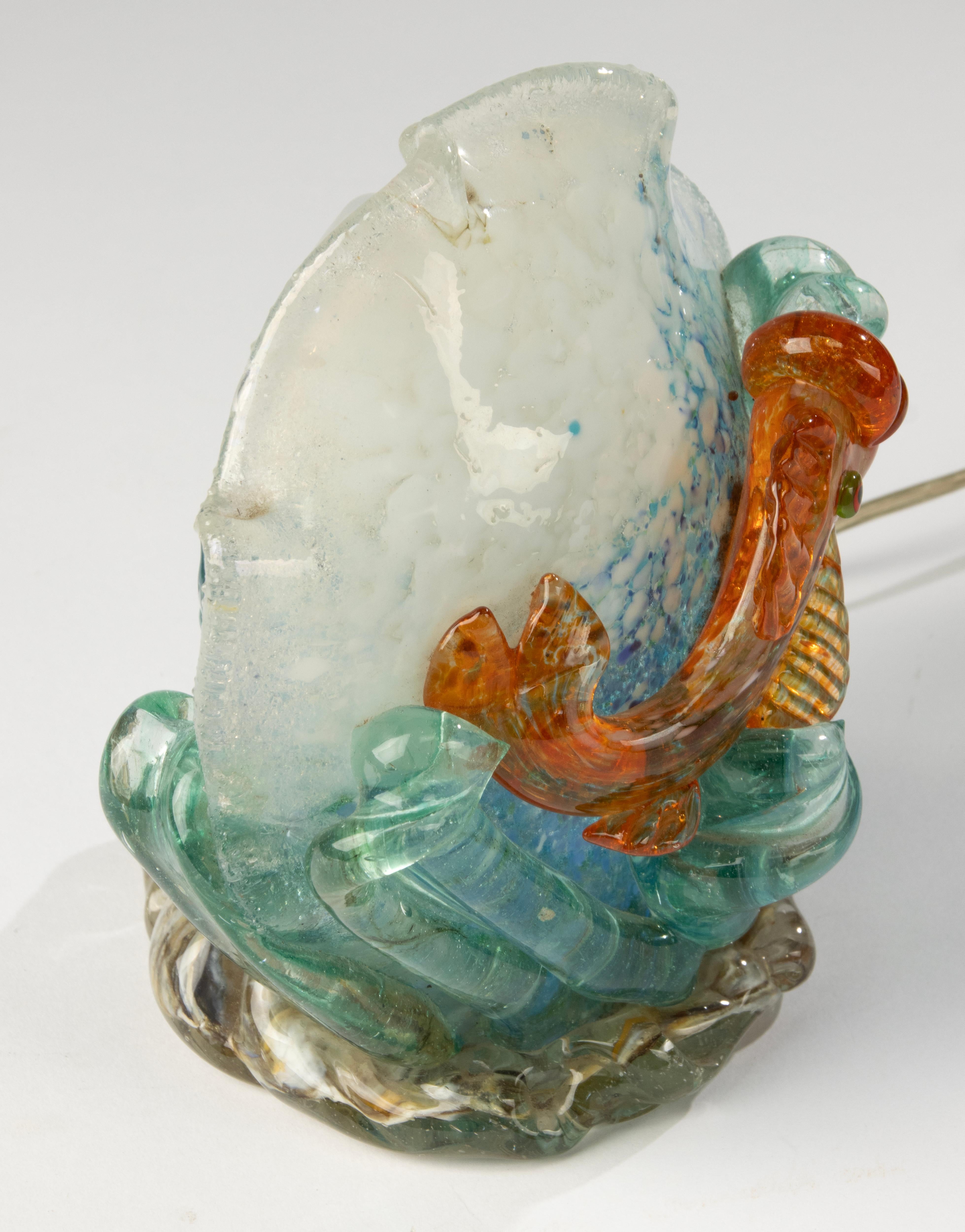 Lampe de bureau vintage en verre de Murano - poisson doré - années 1960 en vente 3