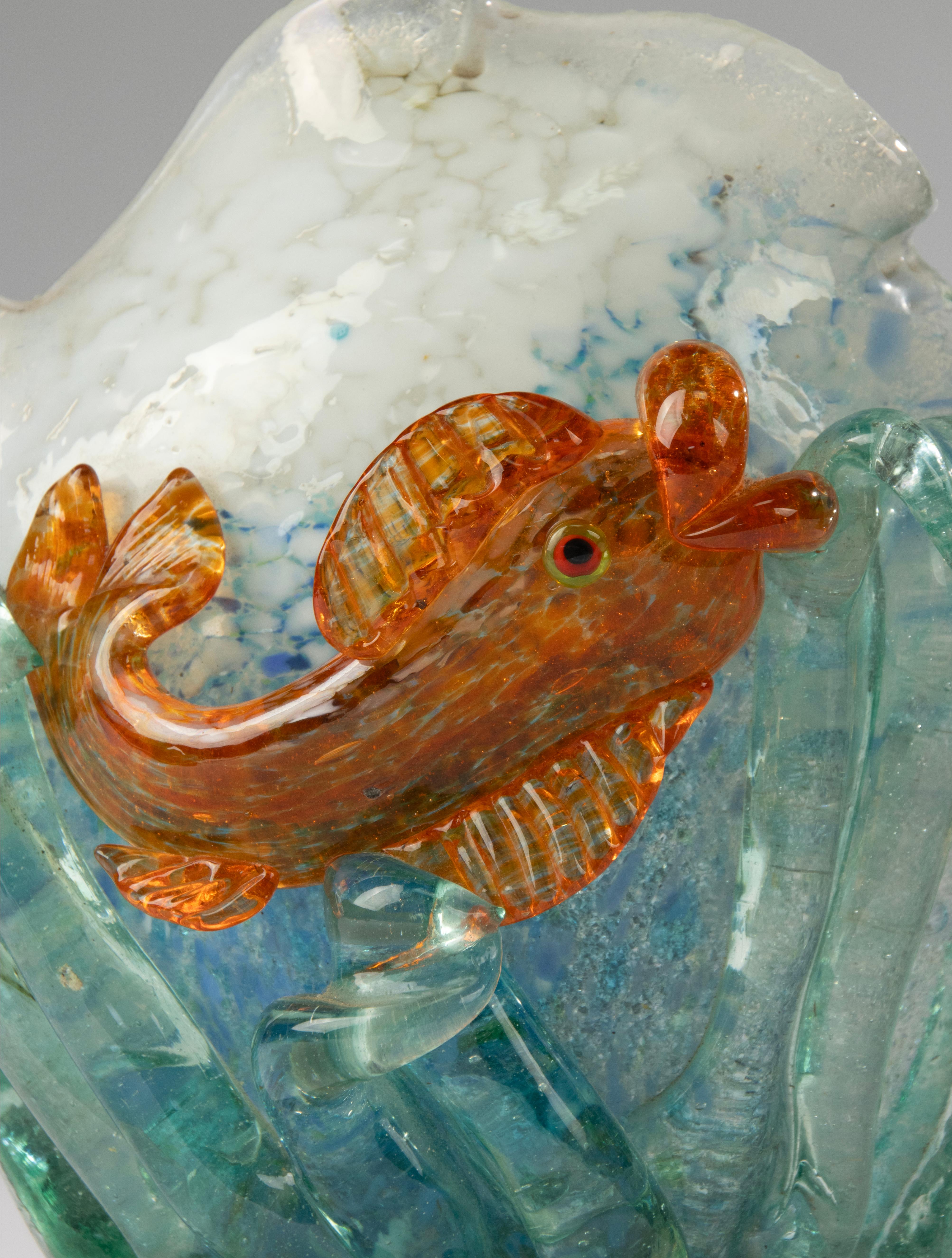 italien Lampe de bureau vintage en verre de Murano - poisson doré - années 1960 en vente