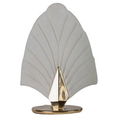 Vintage Murano Glass Table Lamp Leaf Shaped Glass Italy, 1980s