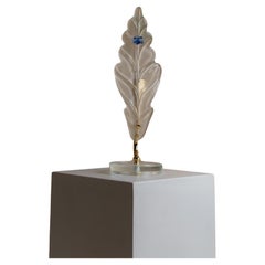 Vintage Murano Glass Table Lamp Leaf Shaped Glass with Blue Details, 1980s